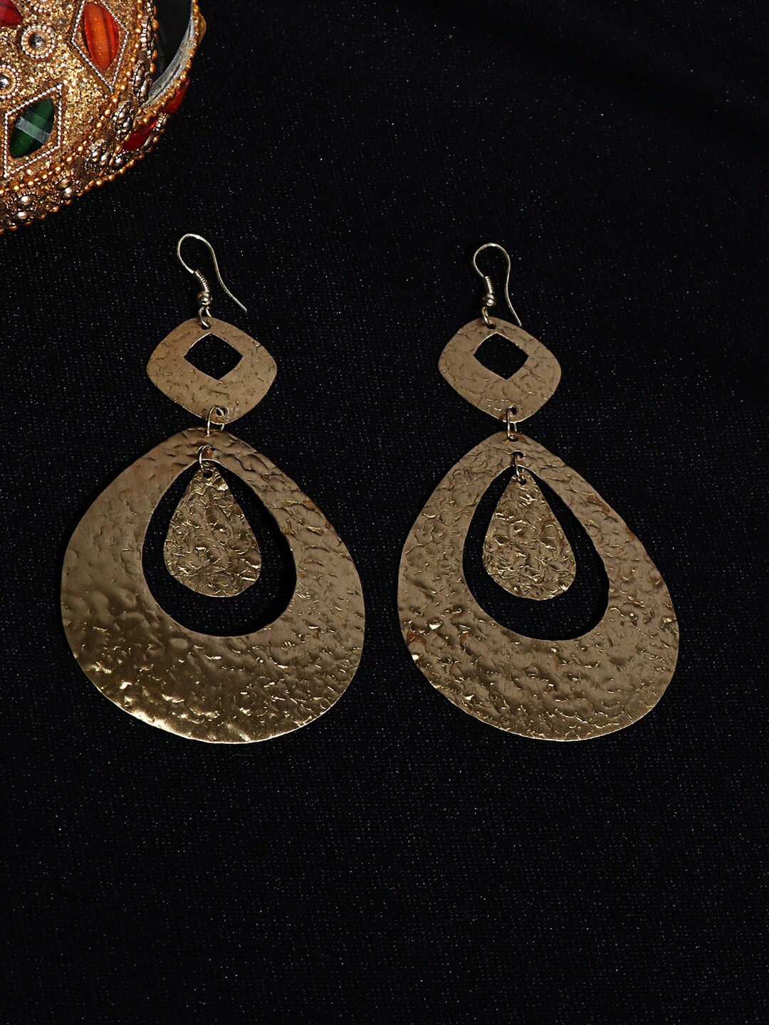 

TRISHONA Gold-Toned Contemporary Drop Earrings