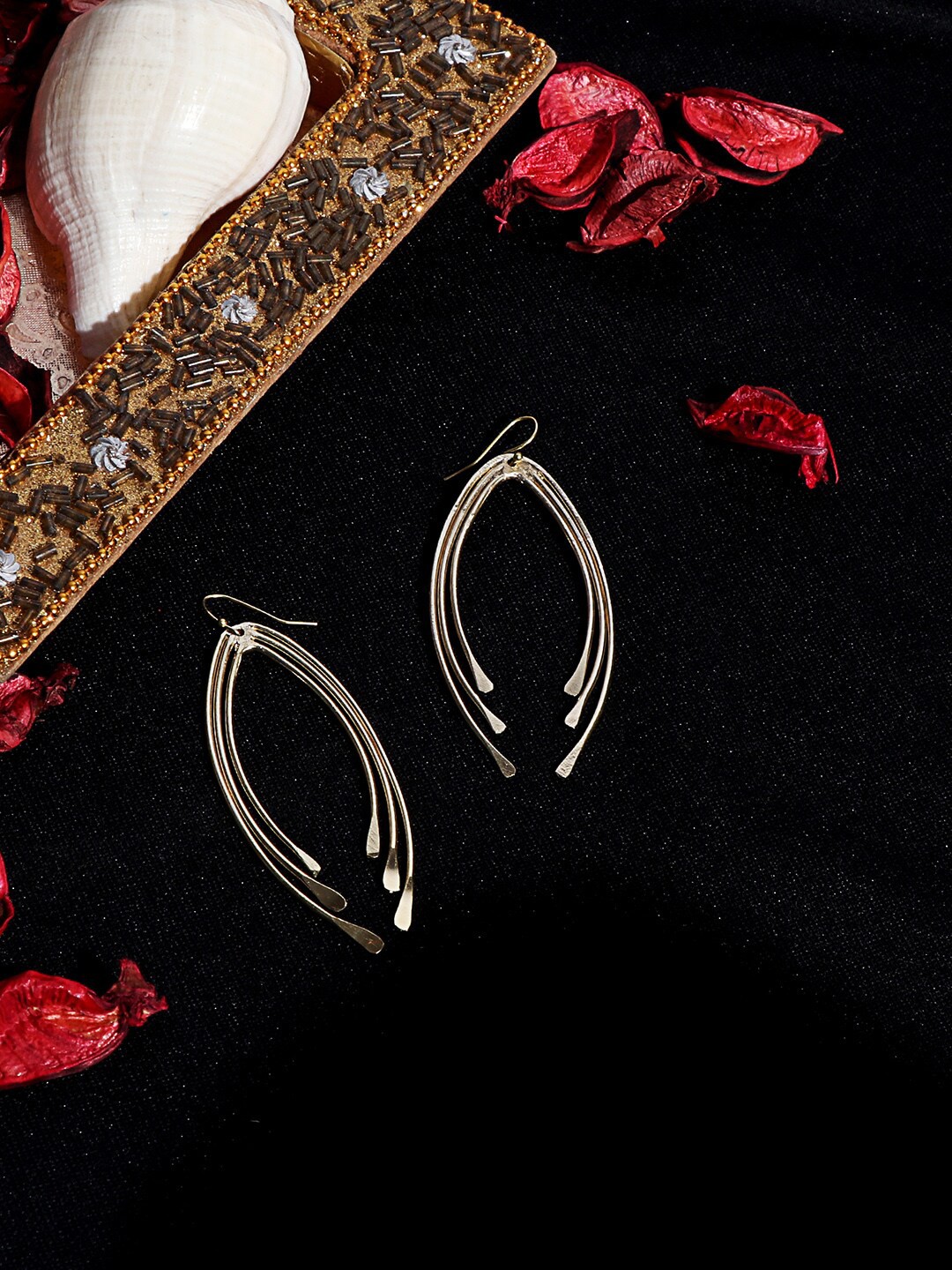 

TRISHONA Gold-Toned Contemporary Drop Earrings