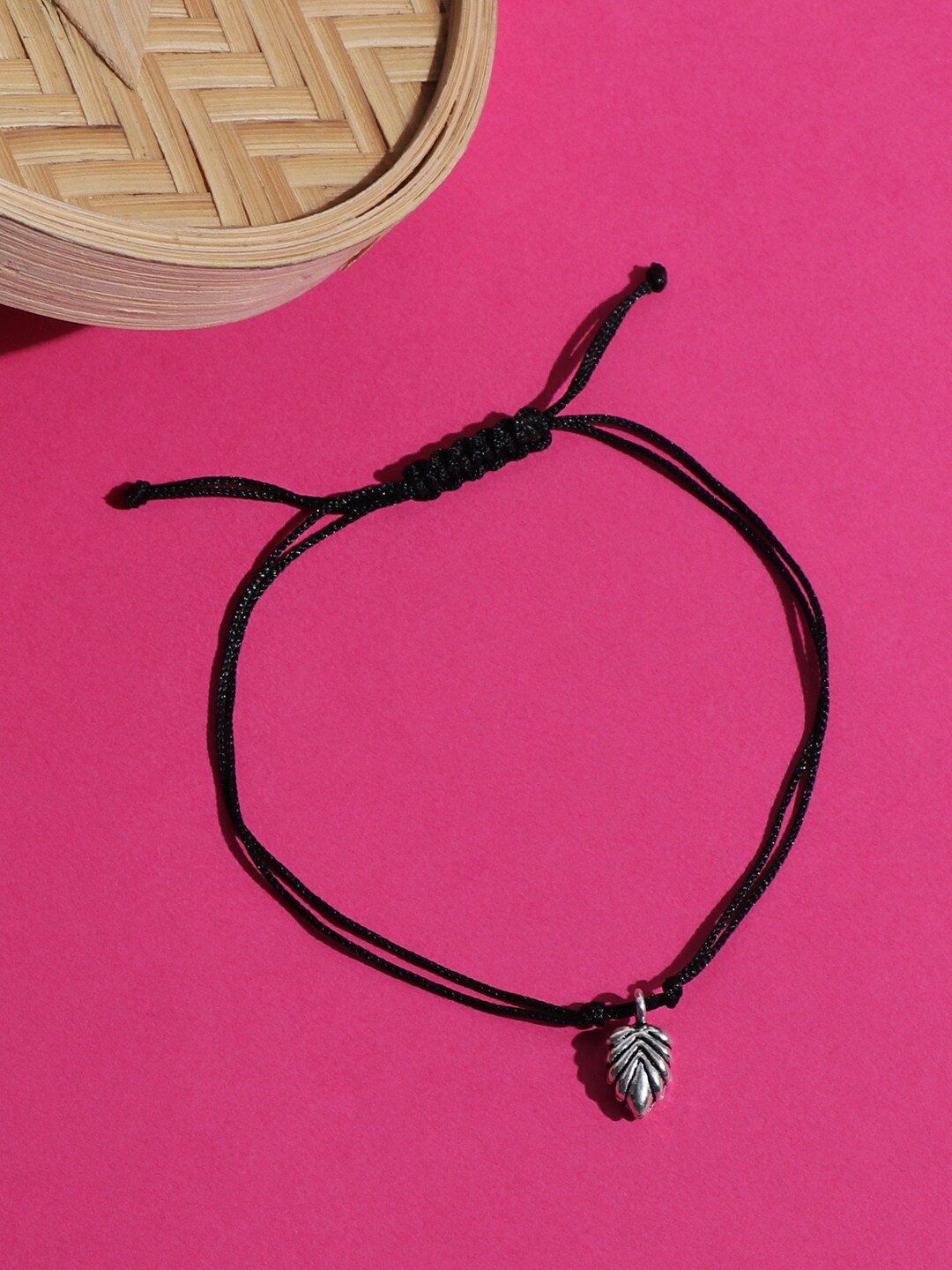 

TRISHONA Women Black & Silver Plated 925 Sterling Silver Anklet