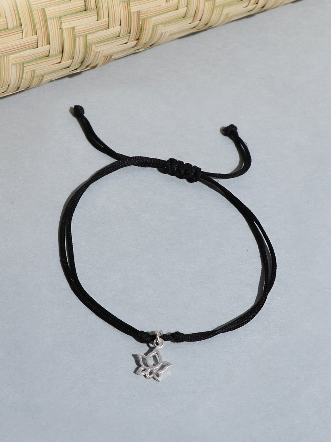 

TRISHONA Women Black & Silver Plated 925 Sterling Silver Anklet