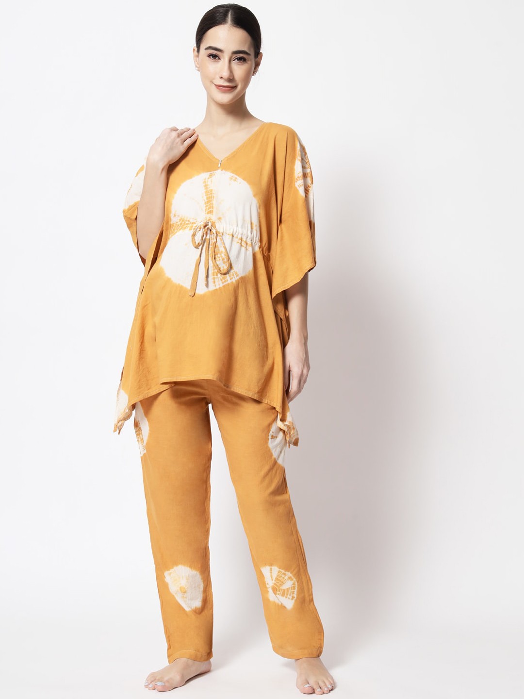 

Aujjessa Women Rust & White Printed Night suit