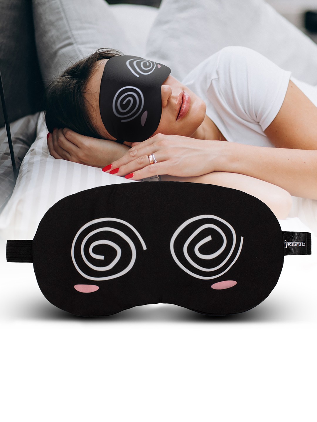 

JENNA Printed Helix Sleeping Eye Mask, Black