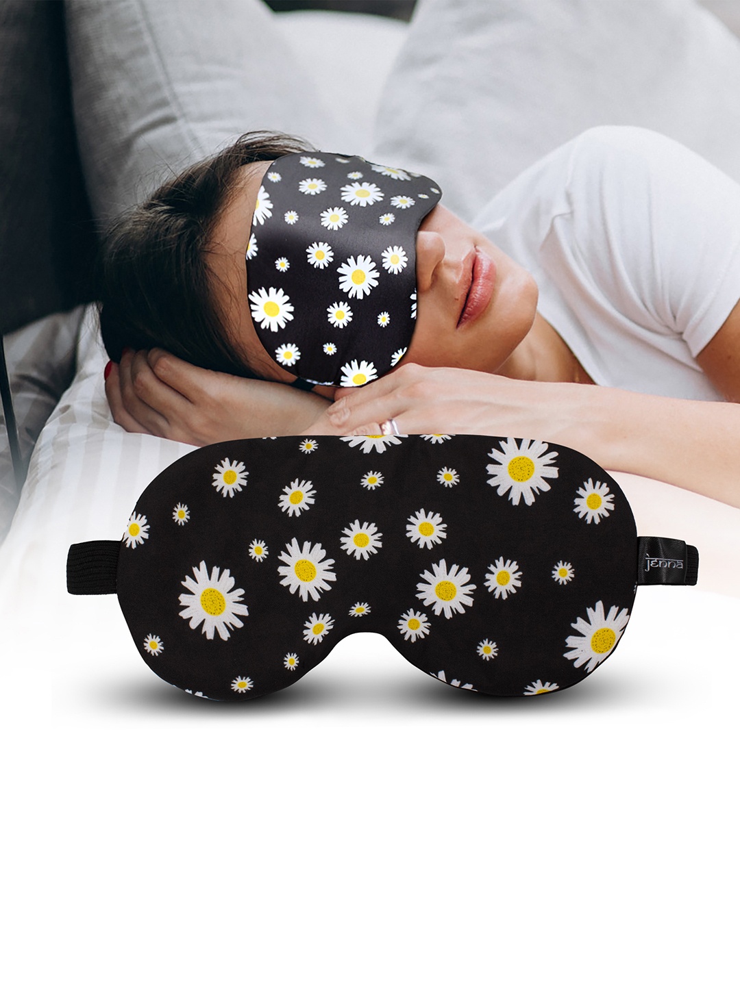 

JENNA Printed Flowers Sleeping Eye Mask, Black