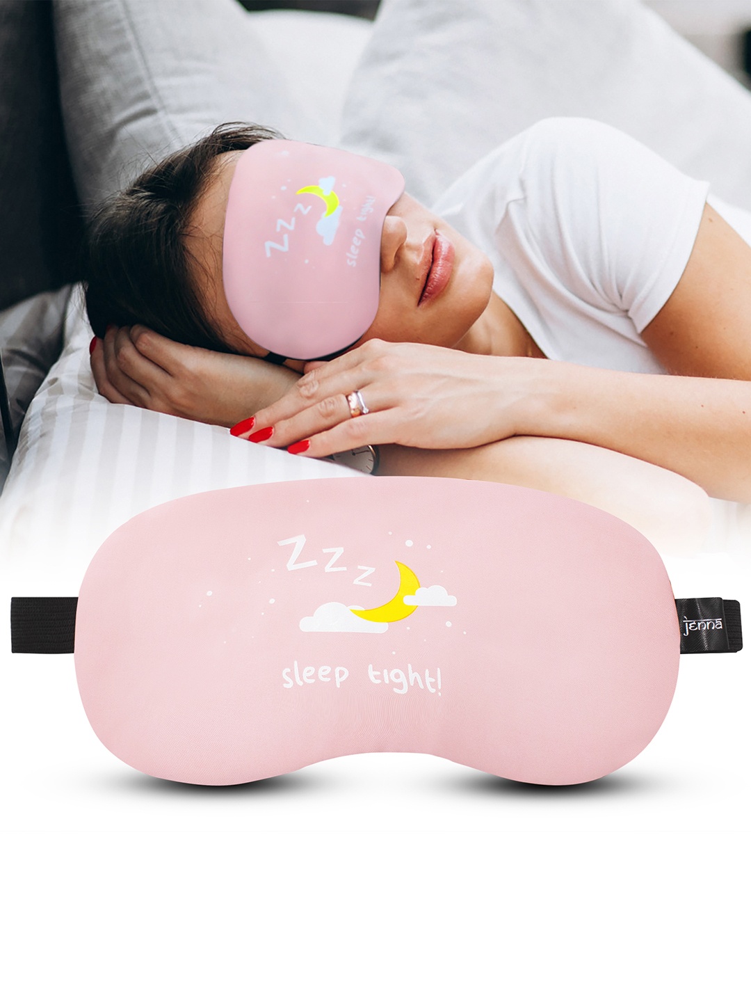 

JENNA Printed Sleep Tight Sleeping Eye Mask, Pink