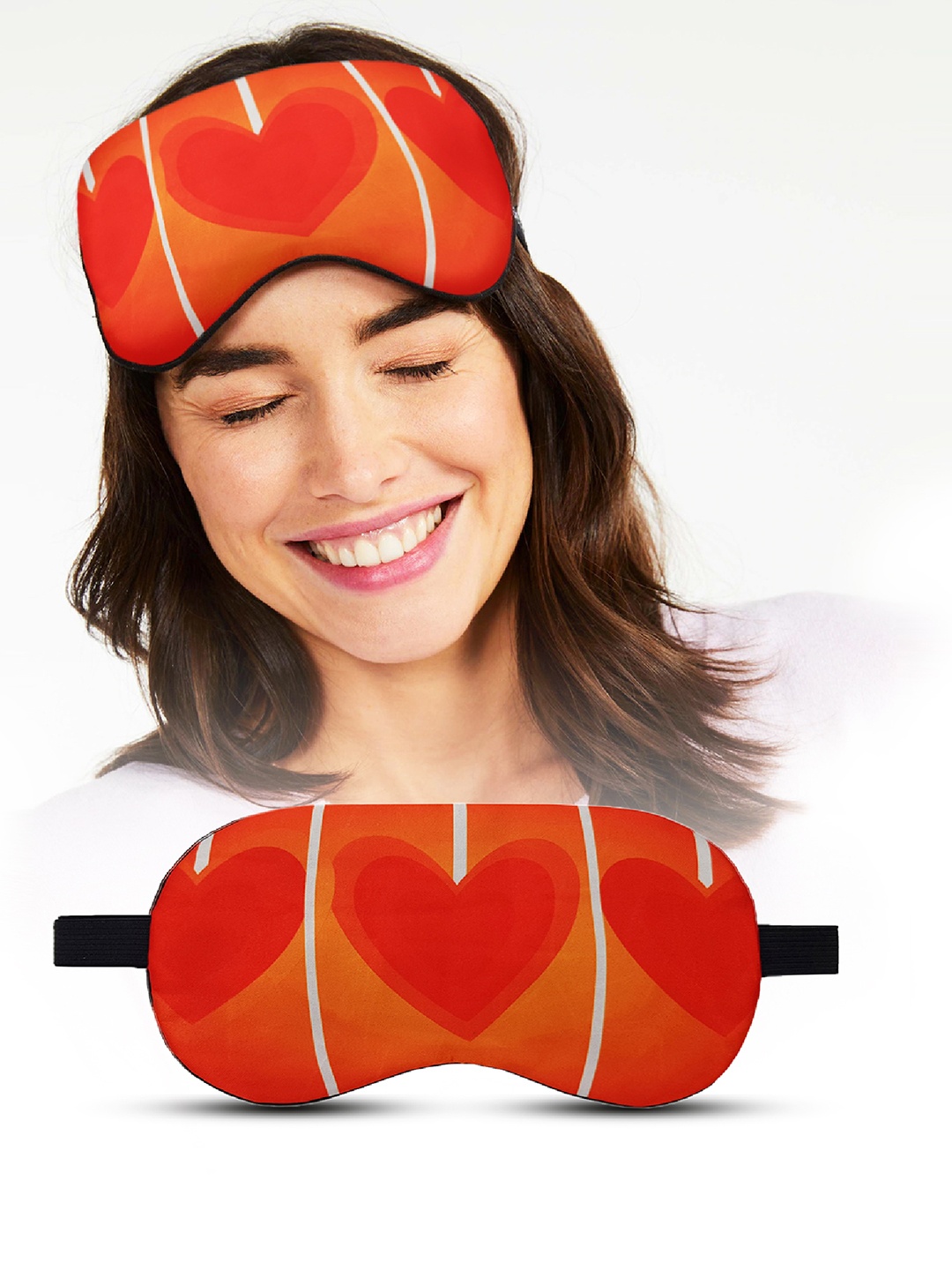 

JENNA Heart Printed Sleeping Eye Mask, Red