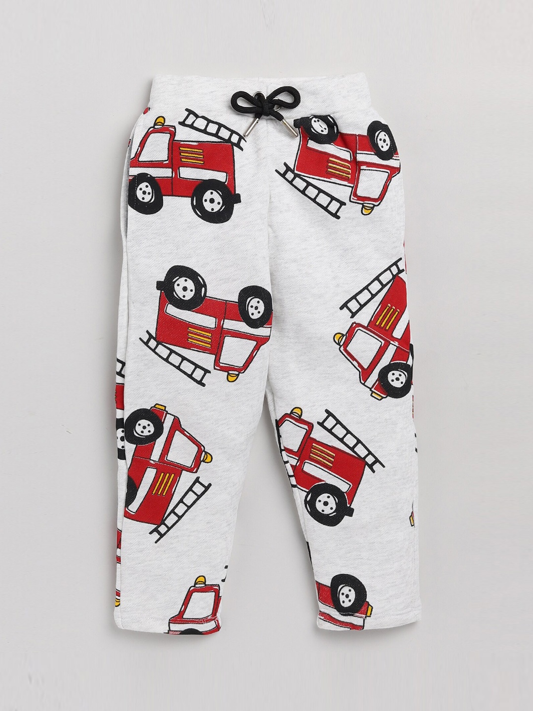 

YK Boys Cream-Coloured & Red Printed Cotton Track Pants