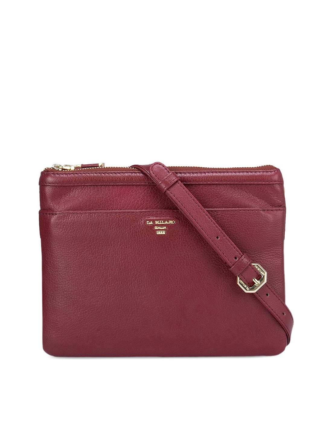 

Da Milano Maroon Leather Structured Sling Bag