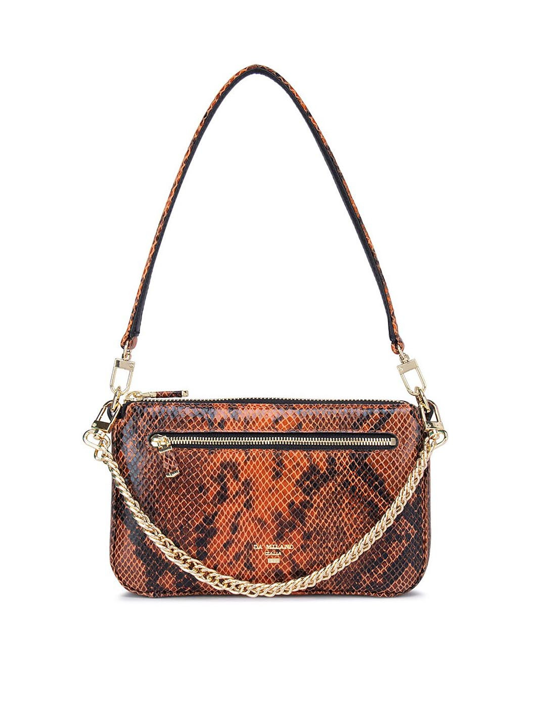 

Da Milano Animal Printed Leather Baguette Bag Handbags, Orange