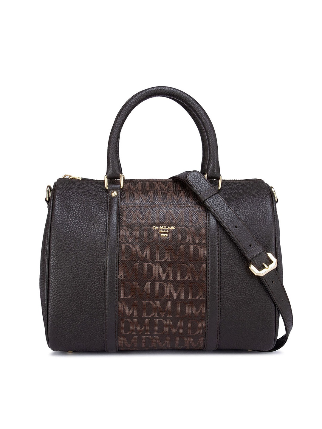 

Da Milano Brown Printed Leather Oversized Structured Handheld Bag