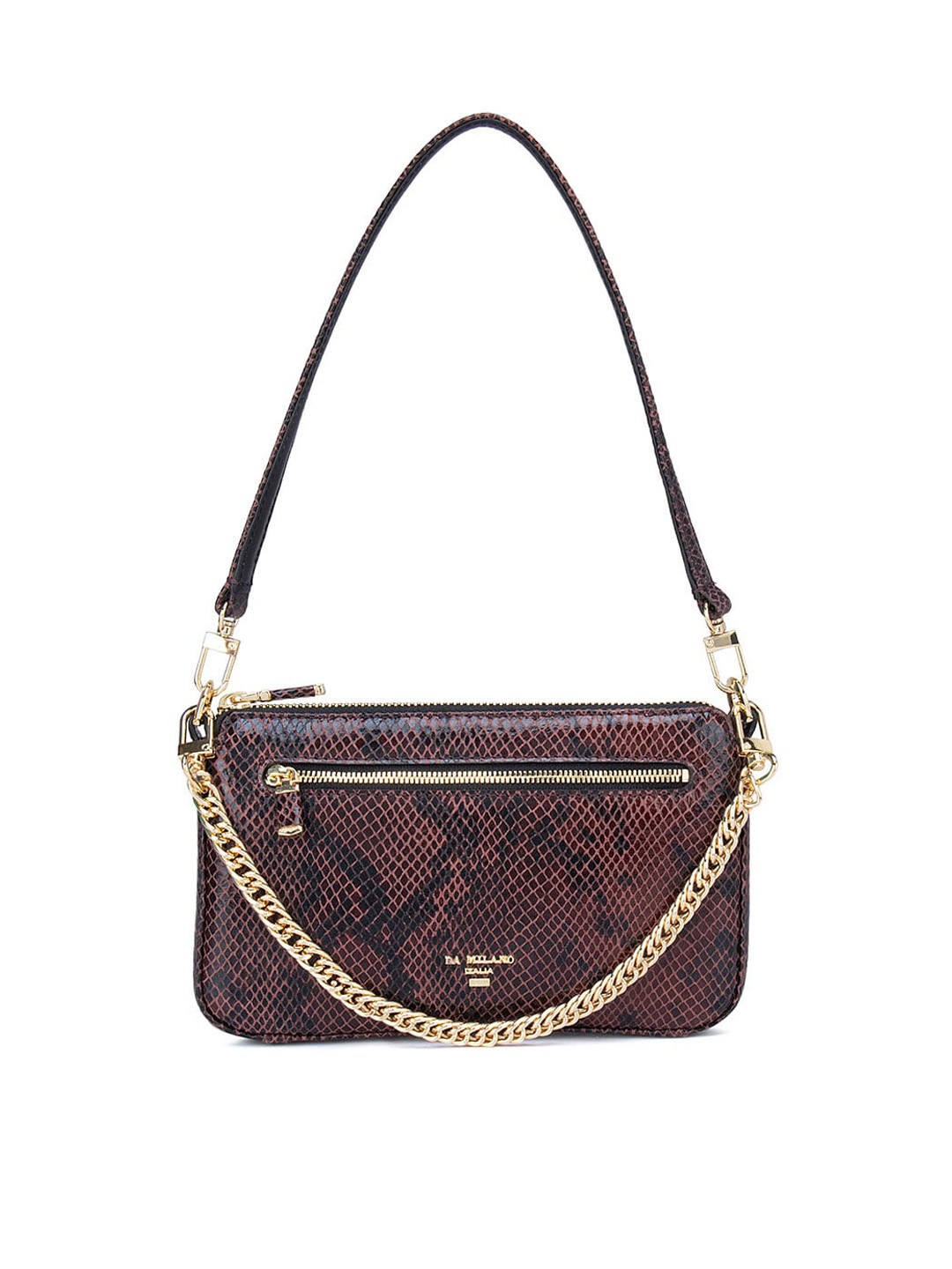 

Da Milano Animal Printed Leather Baguette Bag Handbags, Maroon