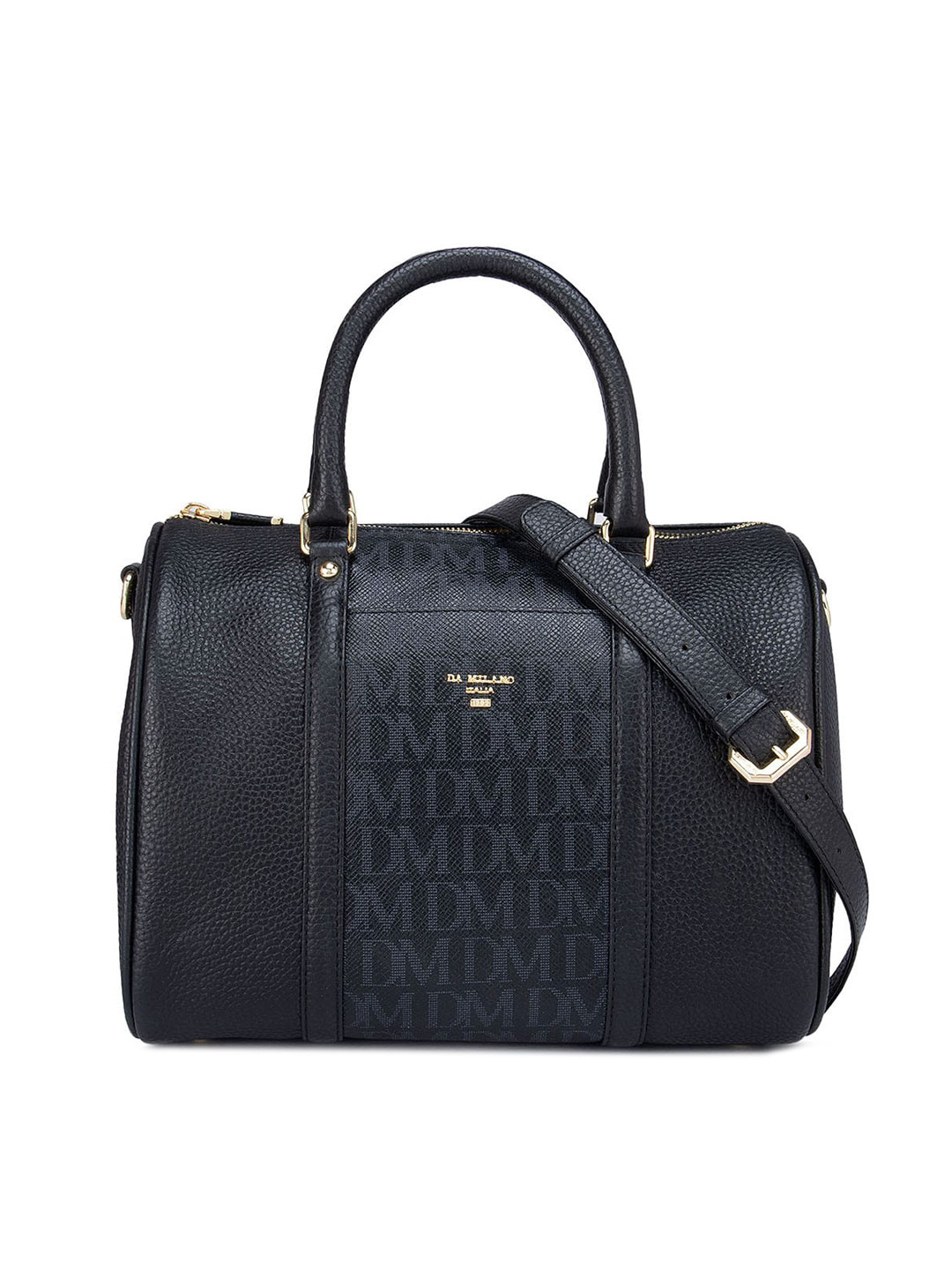 

Da Milano Black Printed Leather Oversized Structured Satchel