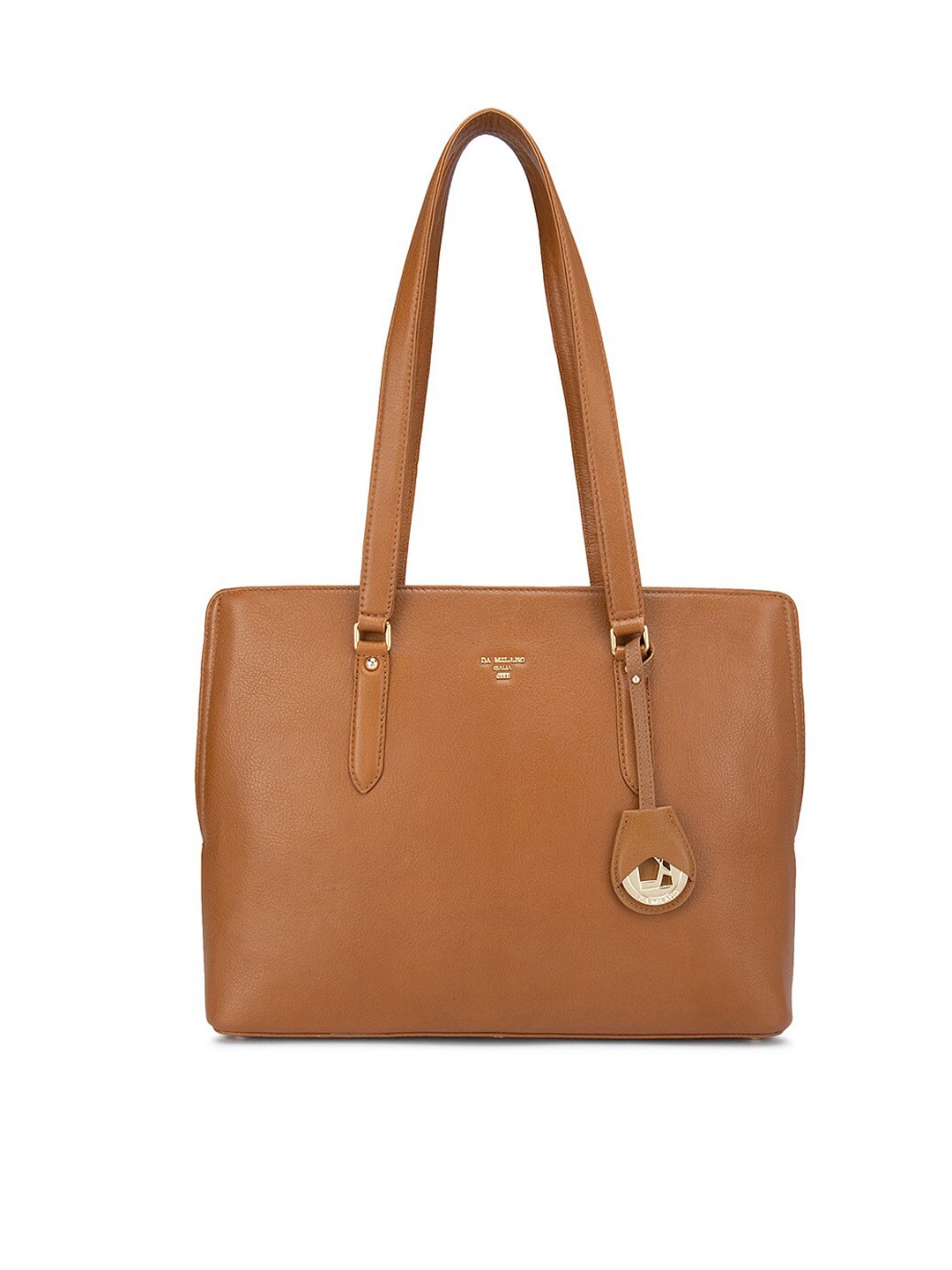

Da Milano Brown Textured Leather Structured Shoulder Bag