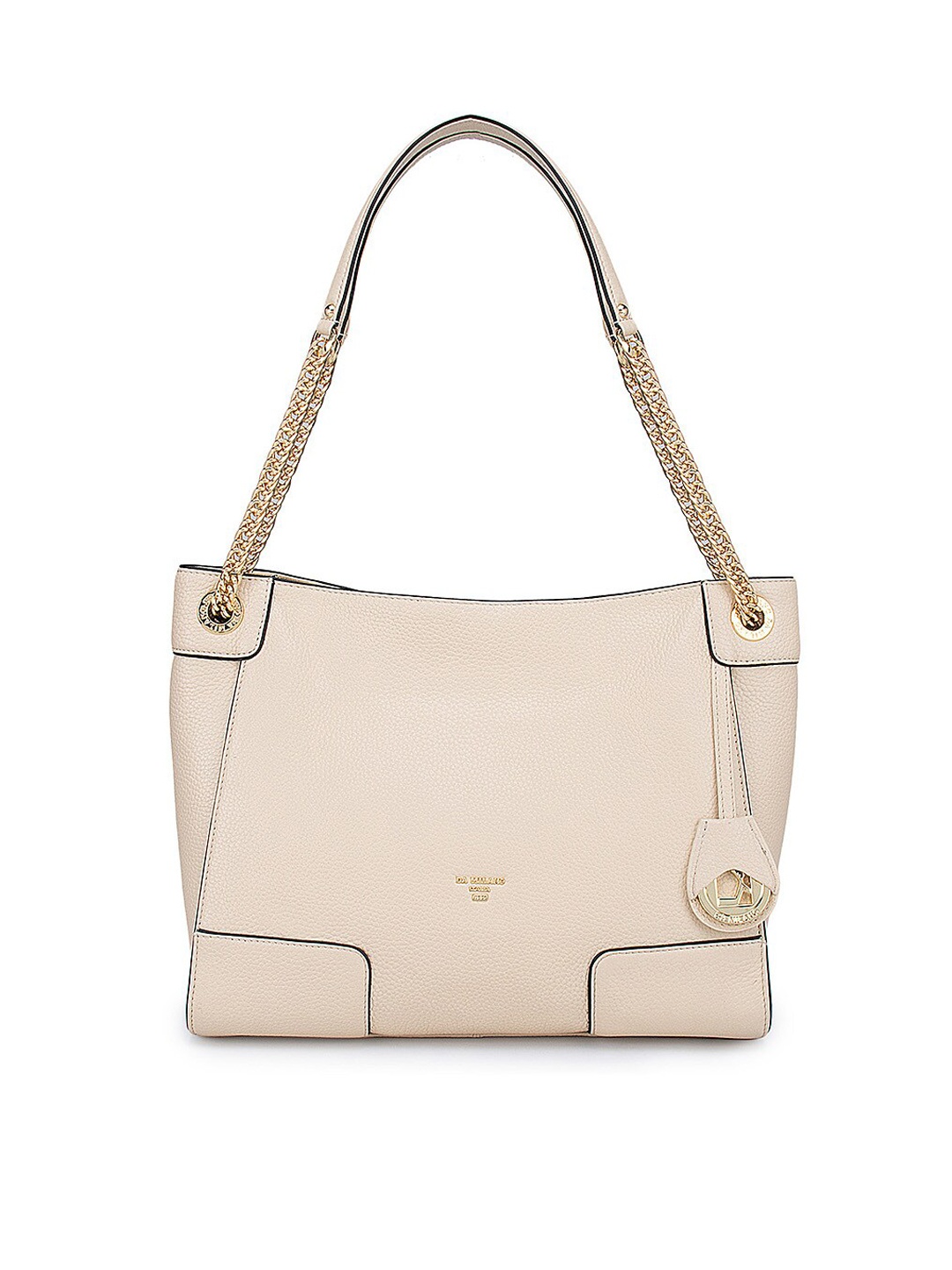 

Da Milano Beige Leather Structured Shoulder Bag with Tasselled