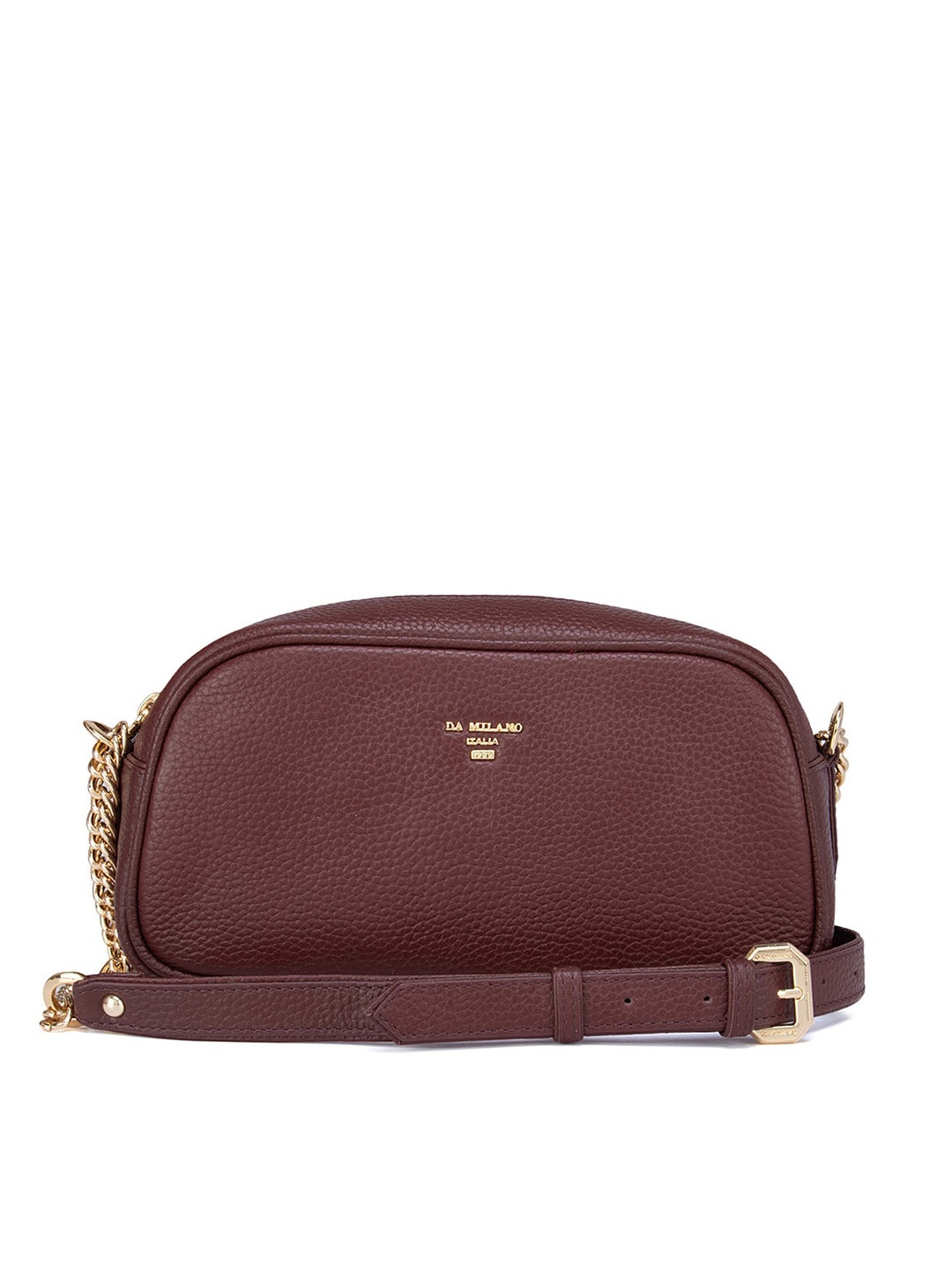 

Da Milano Maroon Textured Leather Structured Sling Bag