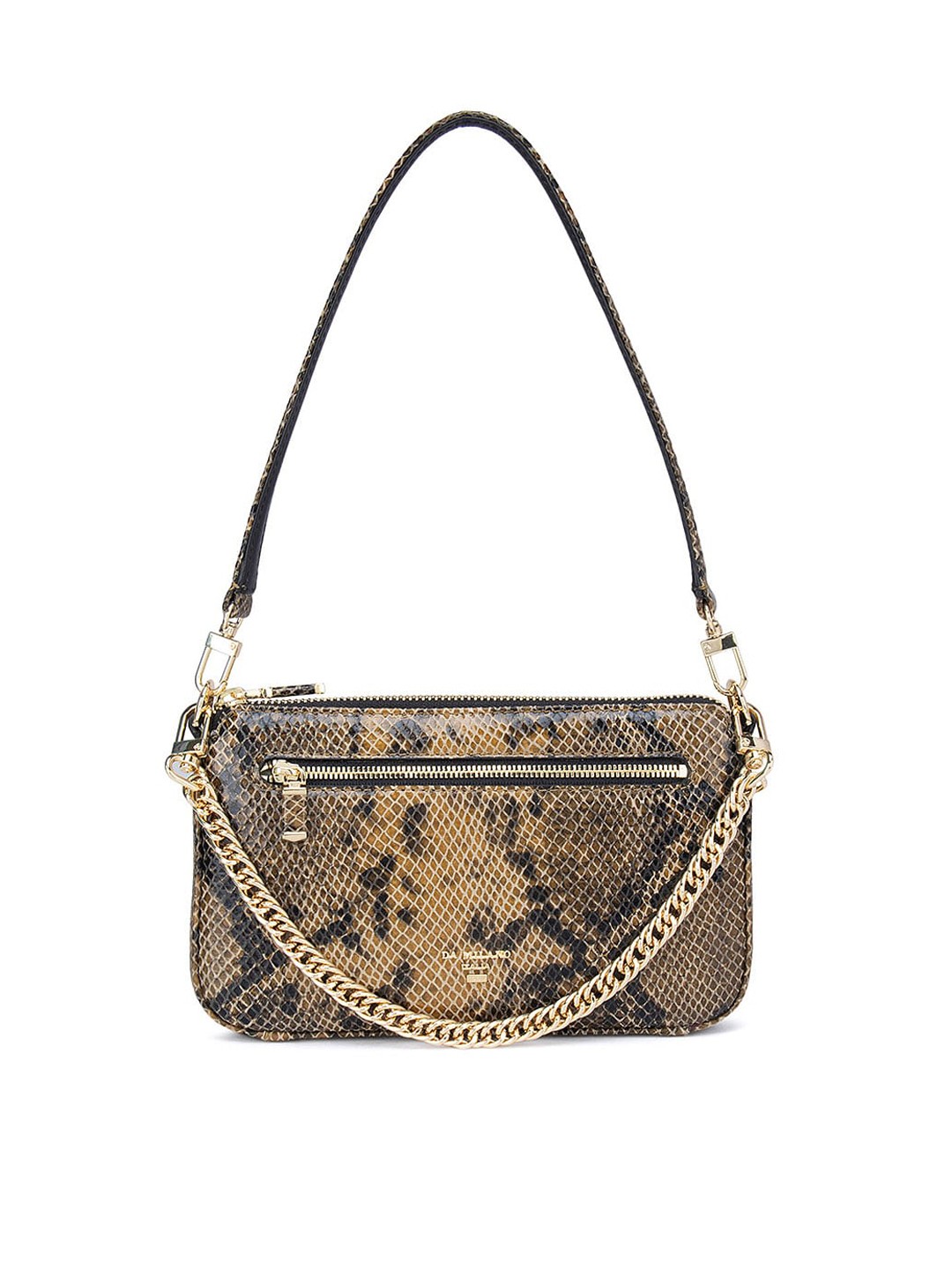 

Da Milano Yellow Animal Textured Leather Baguette Bag