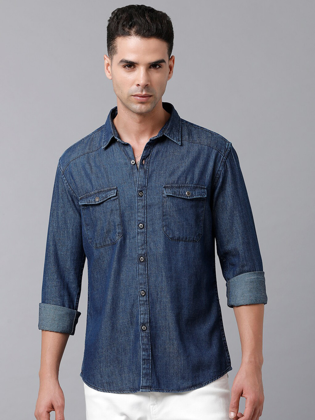 

YOVISH Men Blue Smart Tailored Fit Casual Shirt