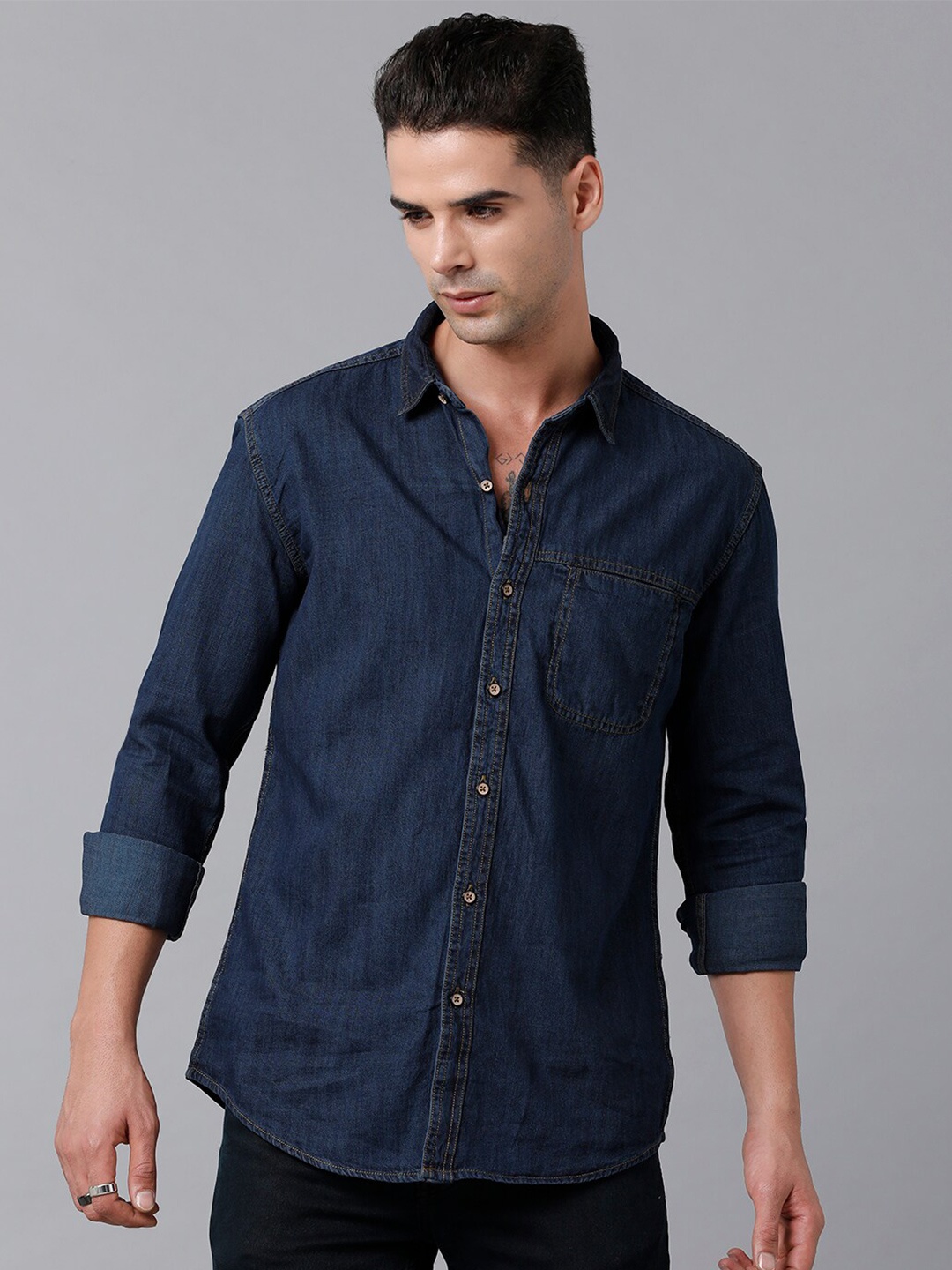 

YOVISH Men Blue Smart Tailored Fit Casual Shirt