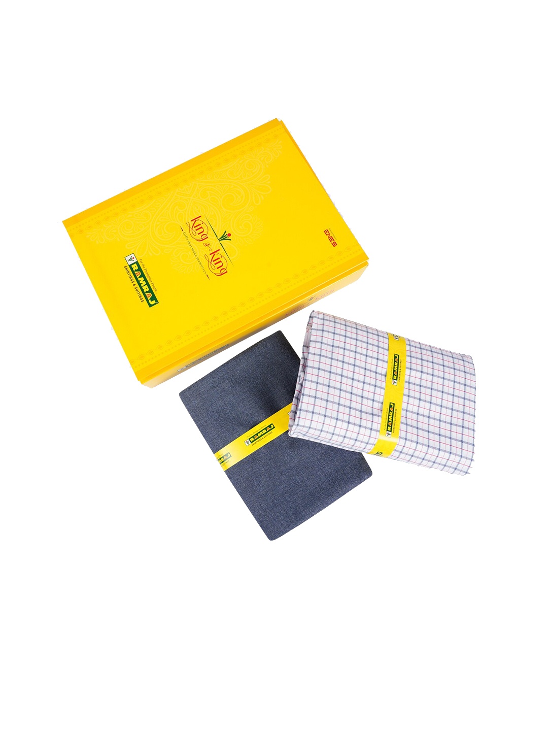 

Ramraj Men Blue & White Unstitched Shirt with Trouser Pant Fabric
