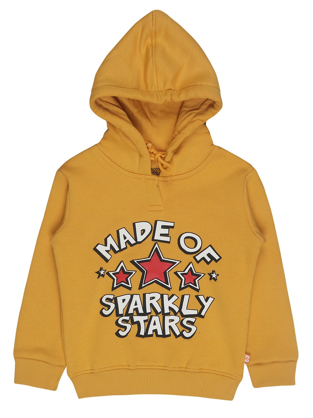 

Bodycare Kids Girls Mustard Yellow Printed Cotton Hooded Sweatshirt