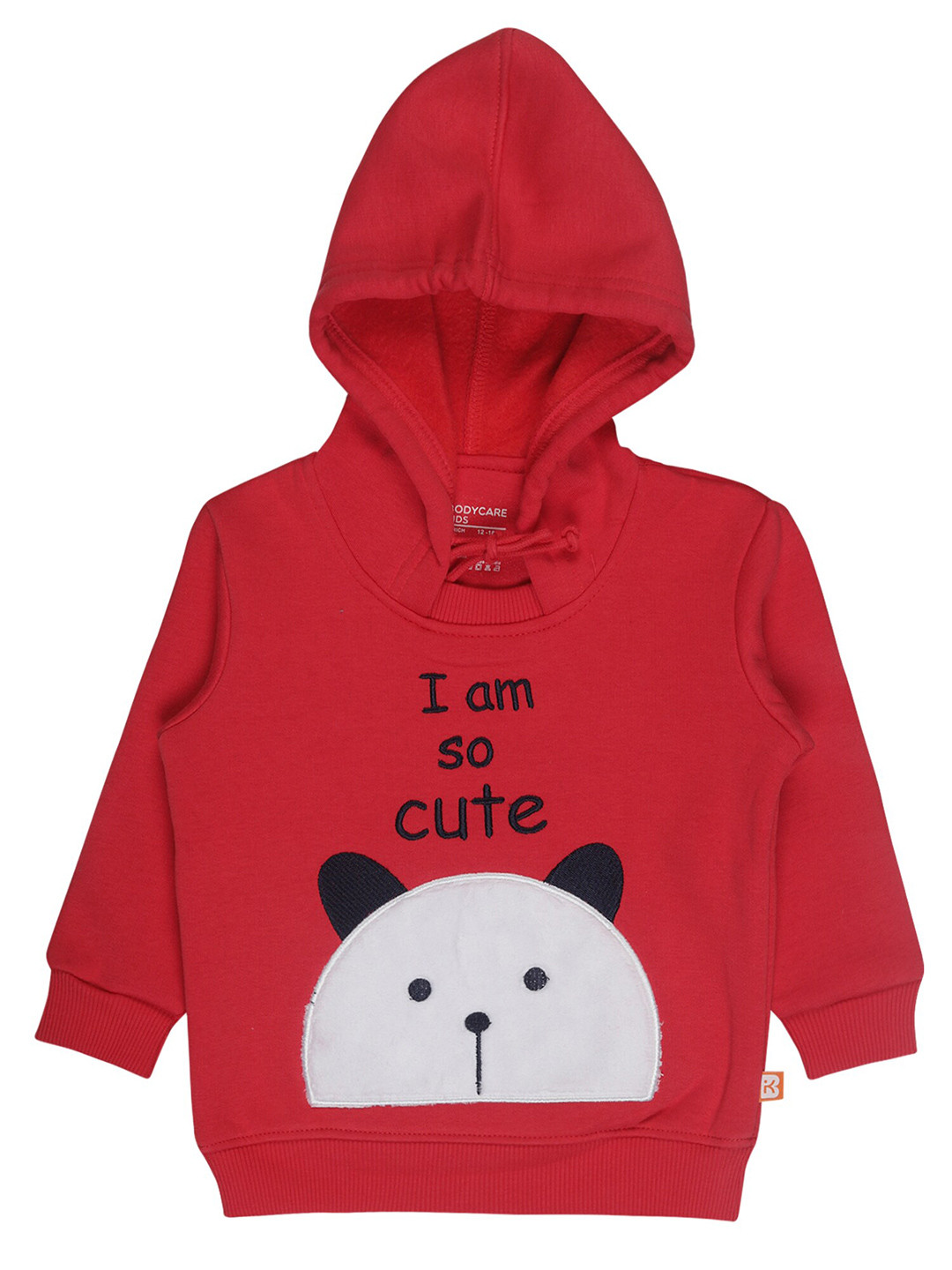 

Bodycare Kids Girls Red Embroidered Cotton Hooded Sweatshirt