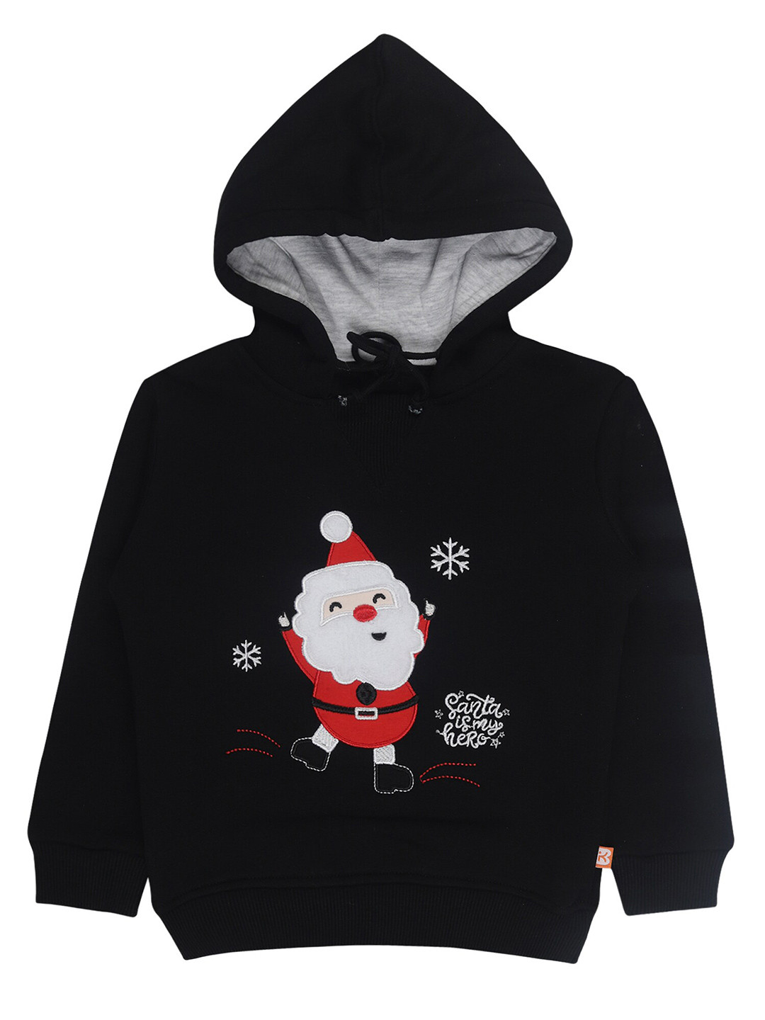 

Bodycare Kids Boys Black Embroidered Cotton Hooded Sweatshirt