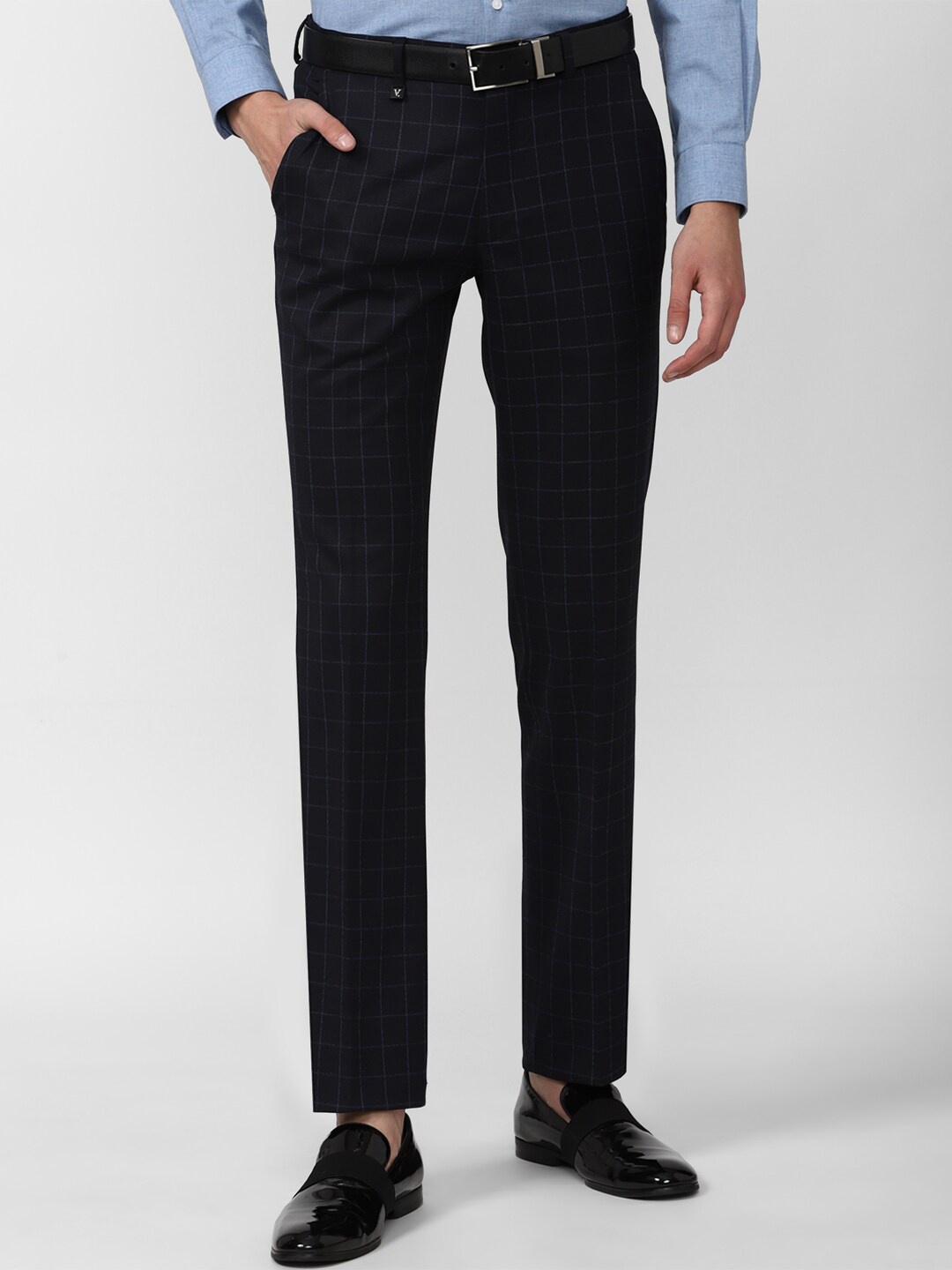 

V Dot Men Black Checked Slim Fit Trouser