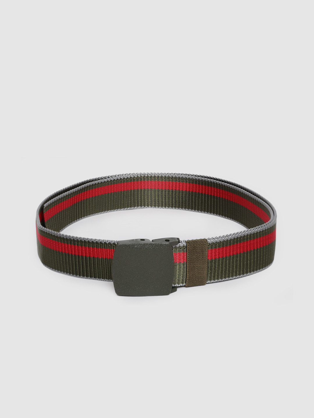 

HIGHLANDER Men Green Striped & Woven Design Belt