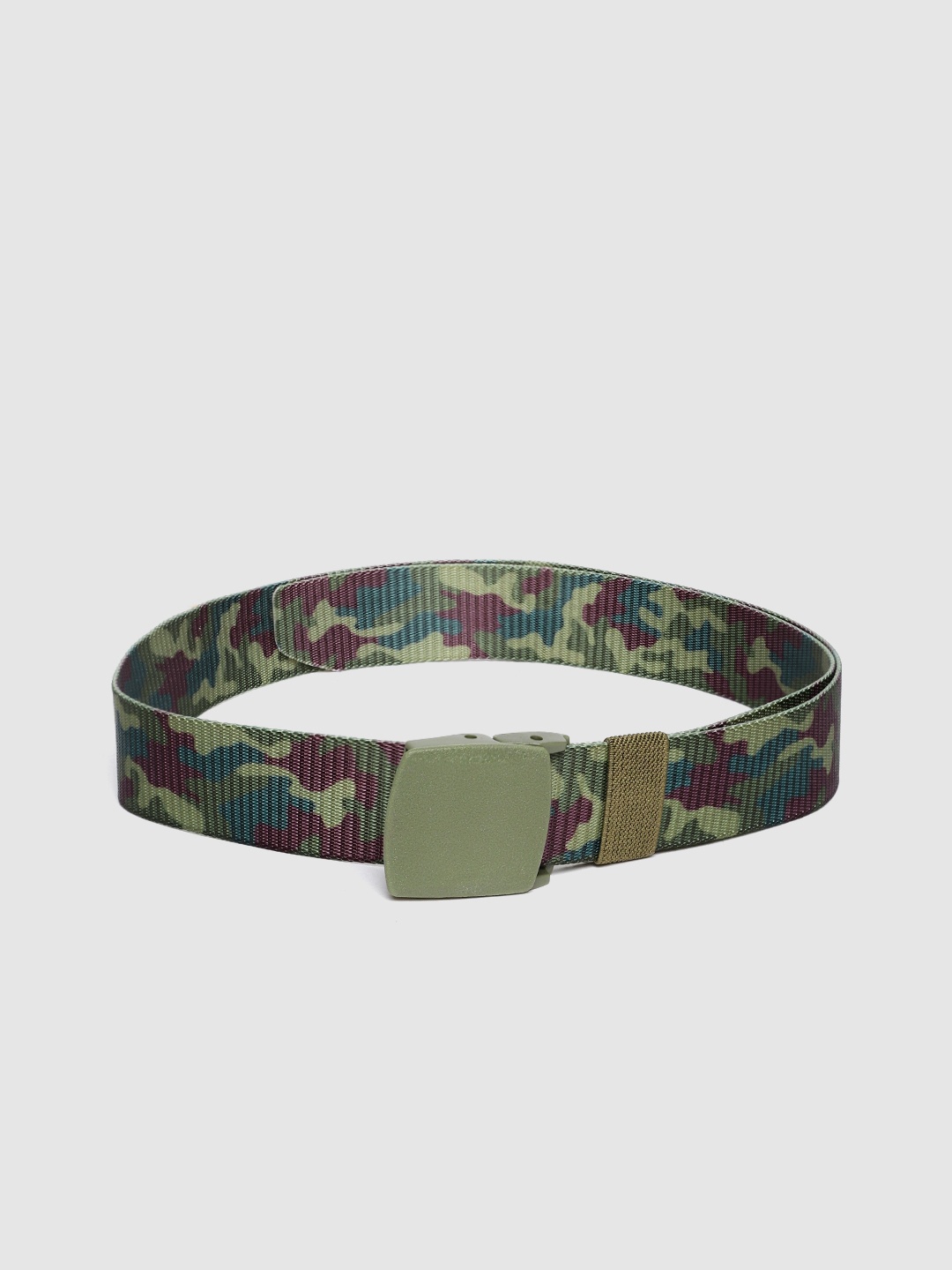 

HIGHLANDER Men Green & Pink Camouflage Print Belt