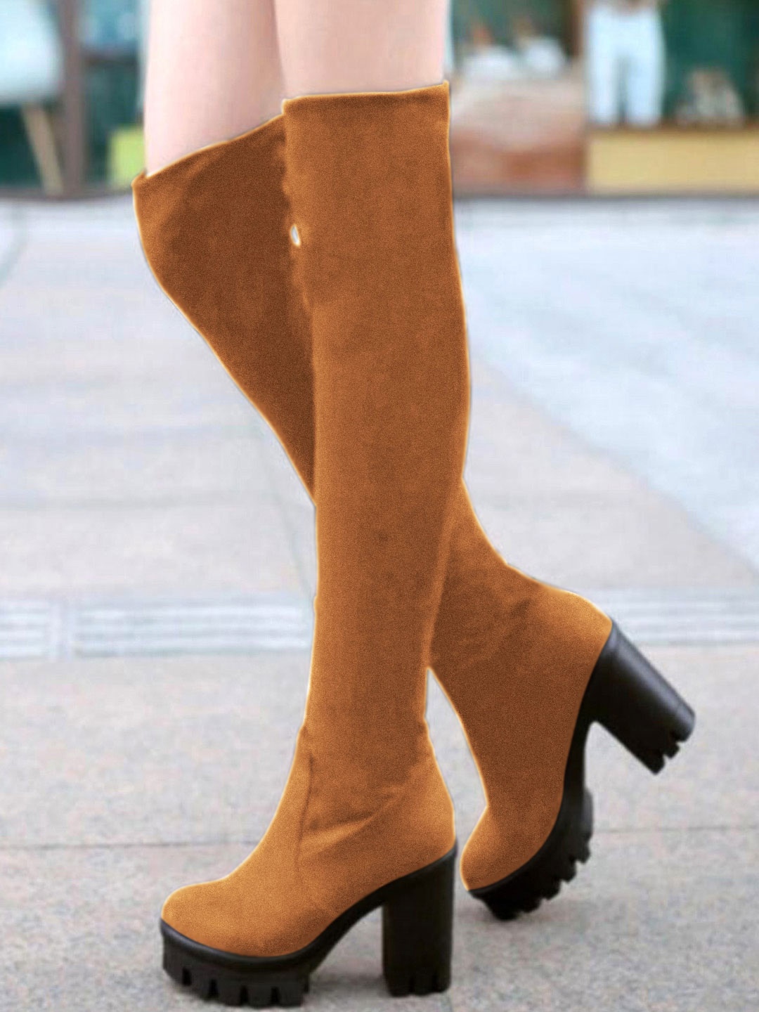 

Shoetopia Girls Tan Brown Solid Regular Boots