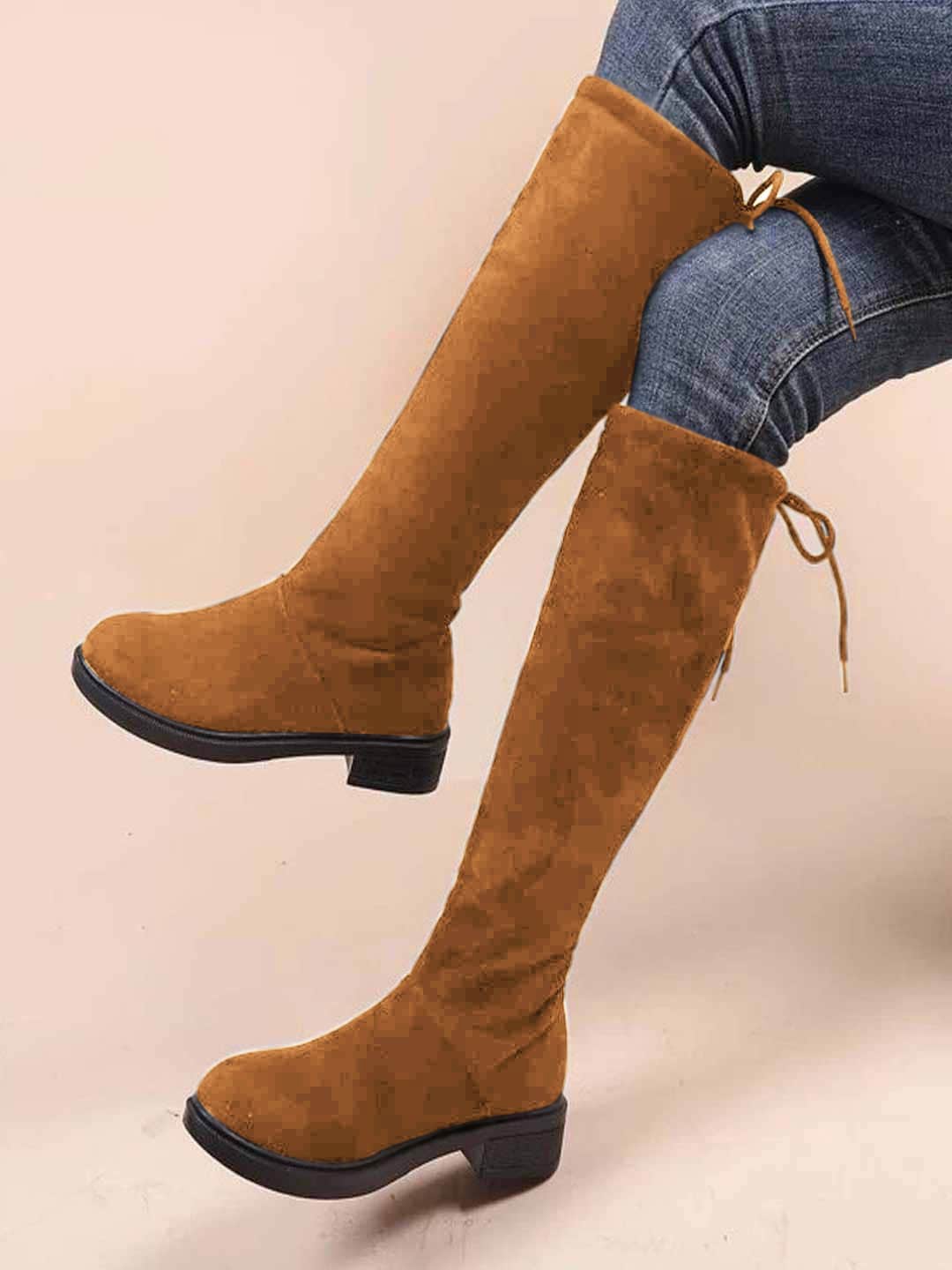 

Shoetopia Girls Tan Brown Solid Regular Boots