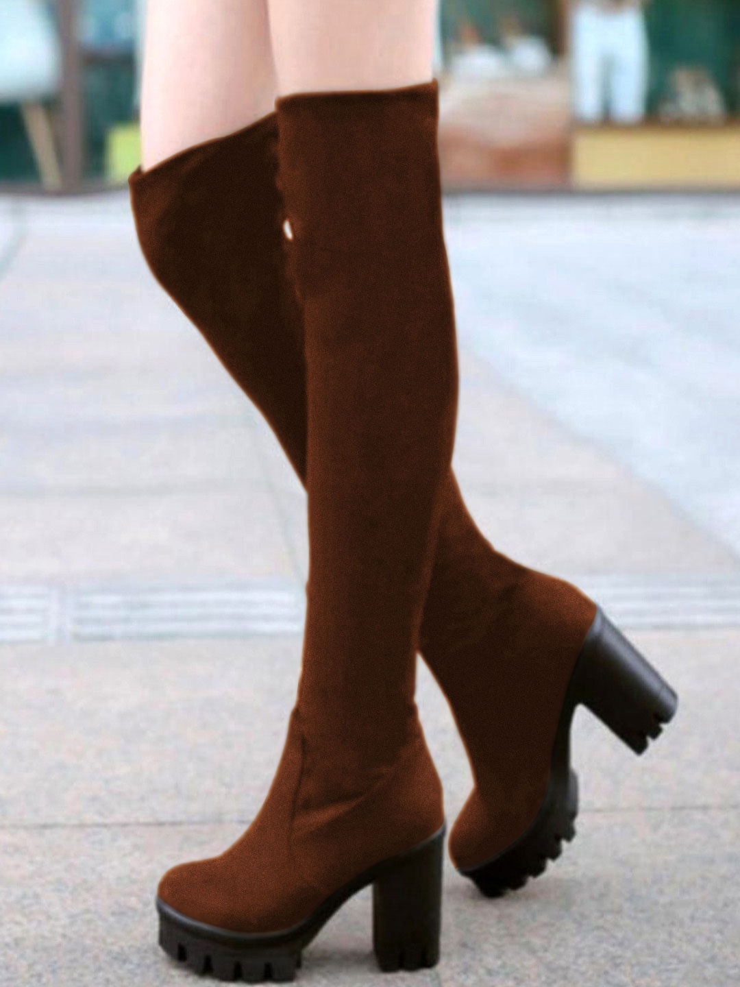 

Shoetopia Girls Brown Solid Regular Boots