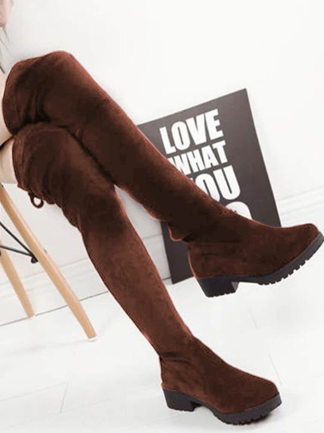 

Shoetopia Girls Brown Solid Regular Boots