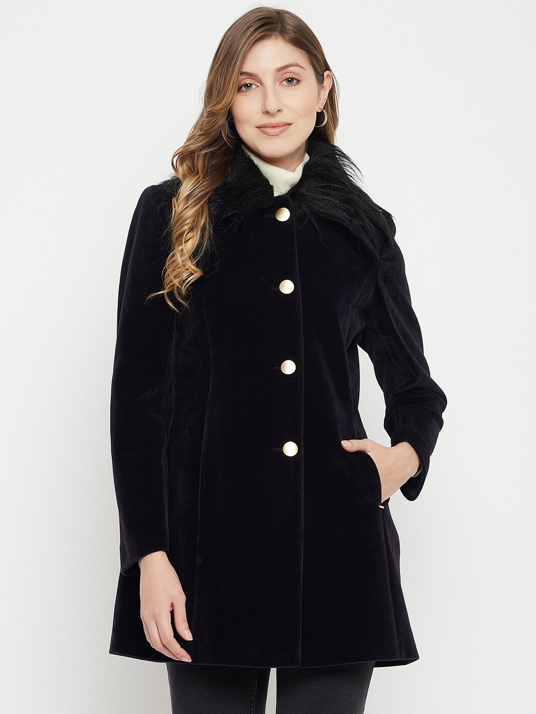 

Okane Women Navy Blue Solid Parka Coats