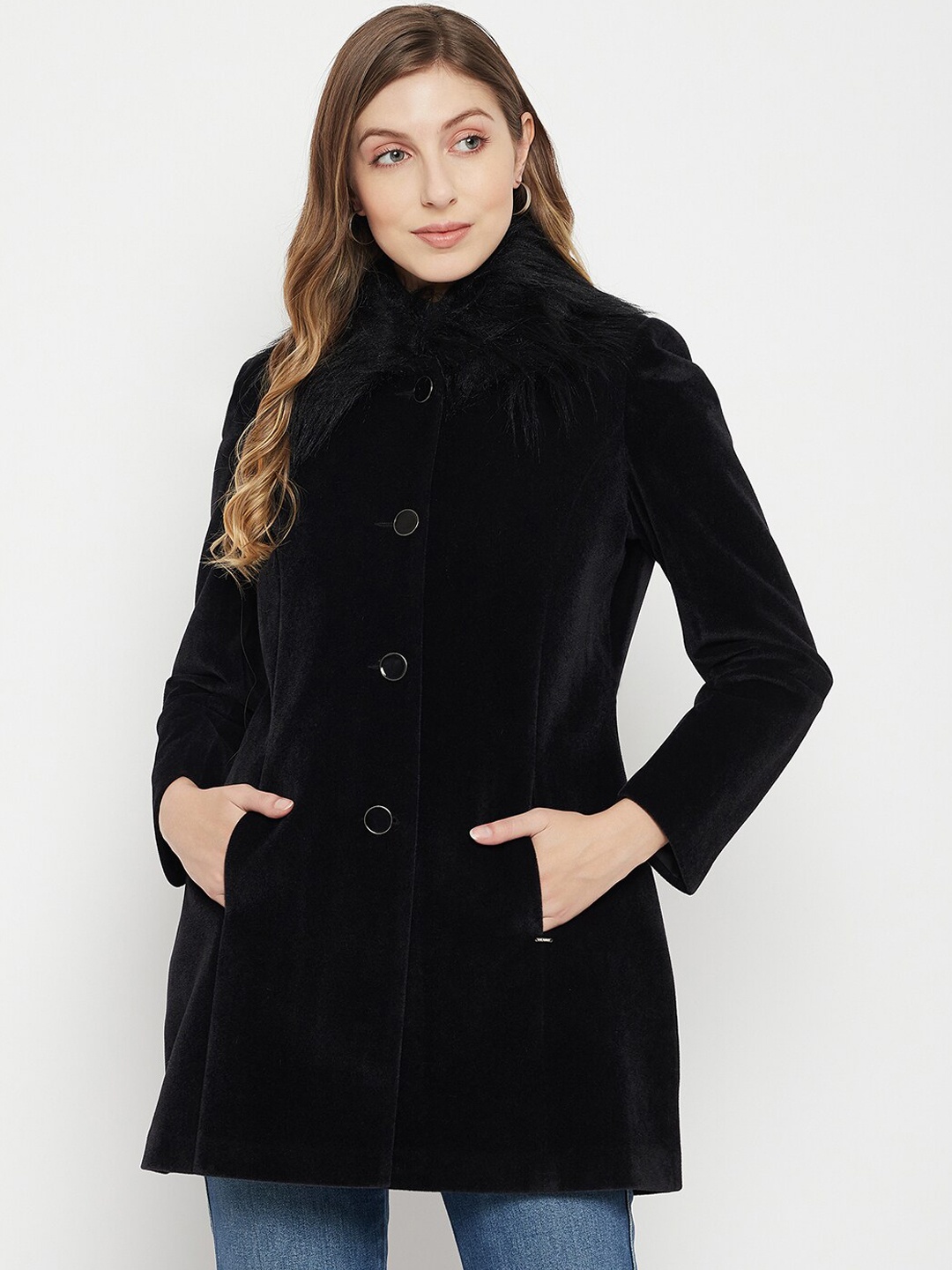 

Okane Women Black Solid Woollen Parka Coats