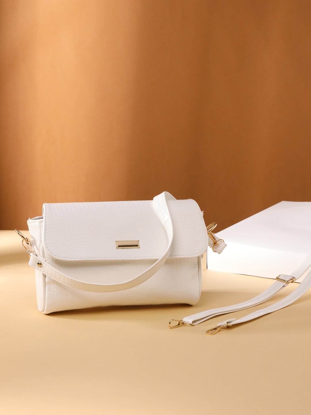 

VIRAASI STUDIO White Textured PU Structured Sling Bag