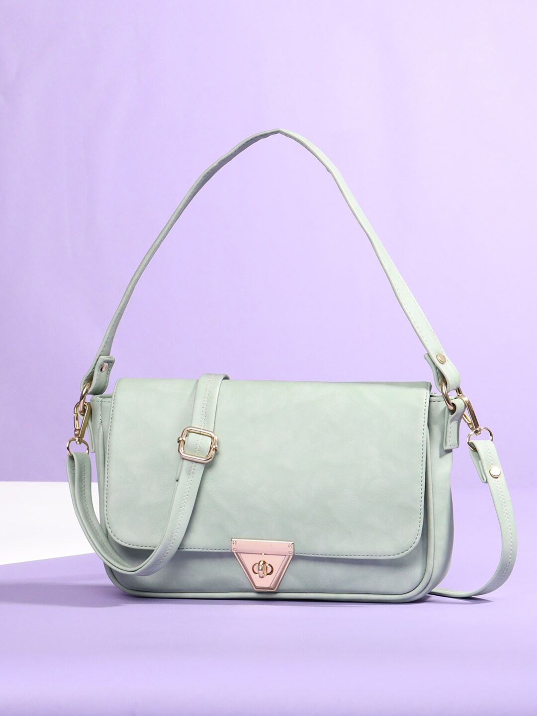 

VIRAASI STUDIO Sea Green PU Structured Shoulder Bag