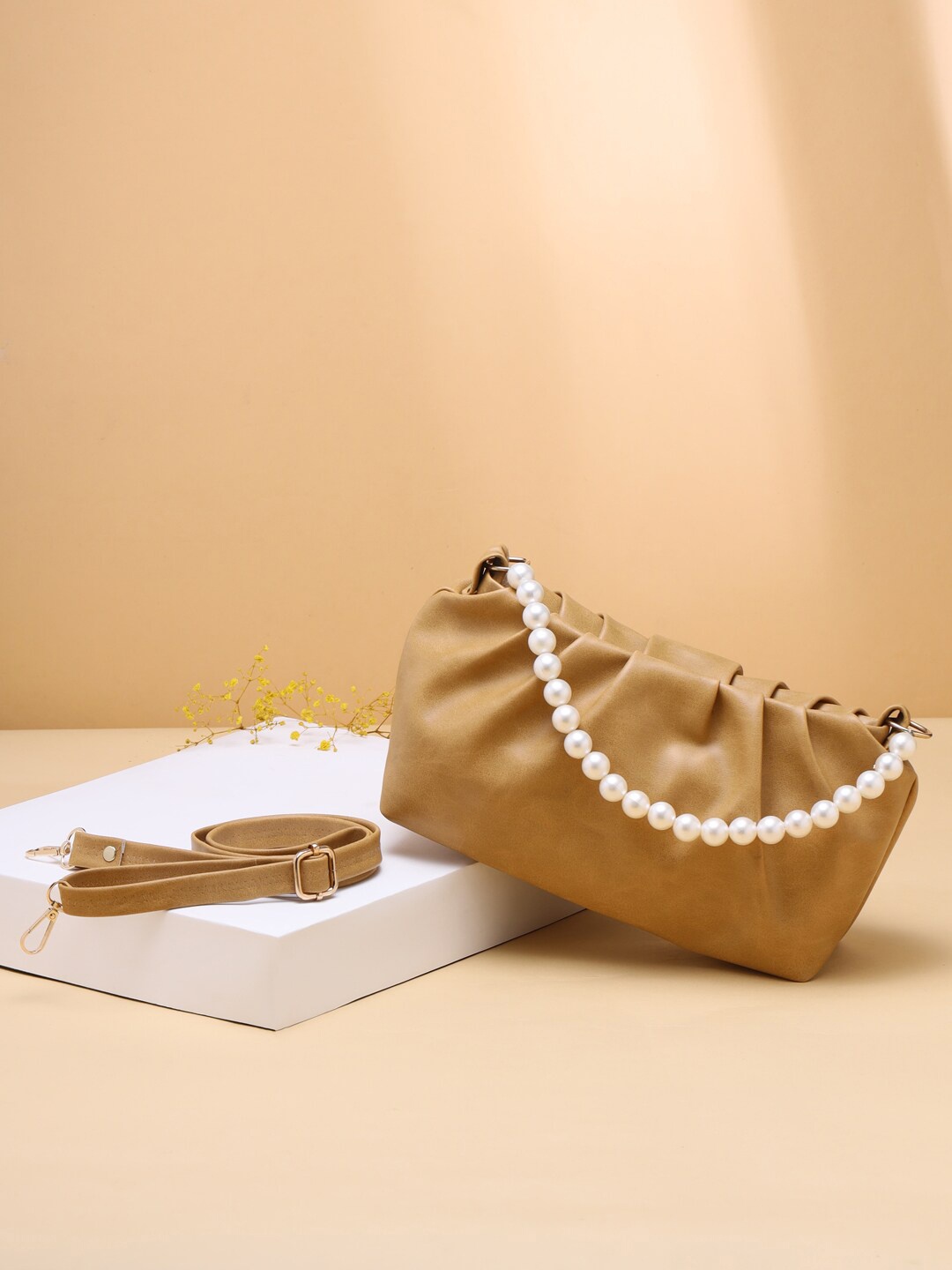 

VIRAASI STUDIO Tan PU Structured Handheld Bag