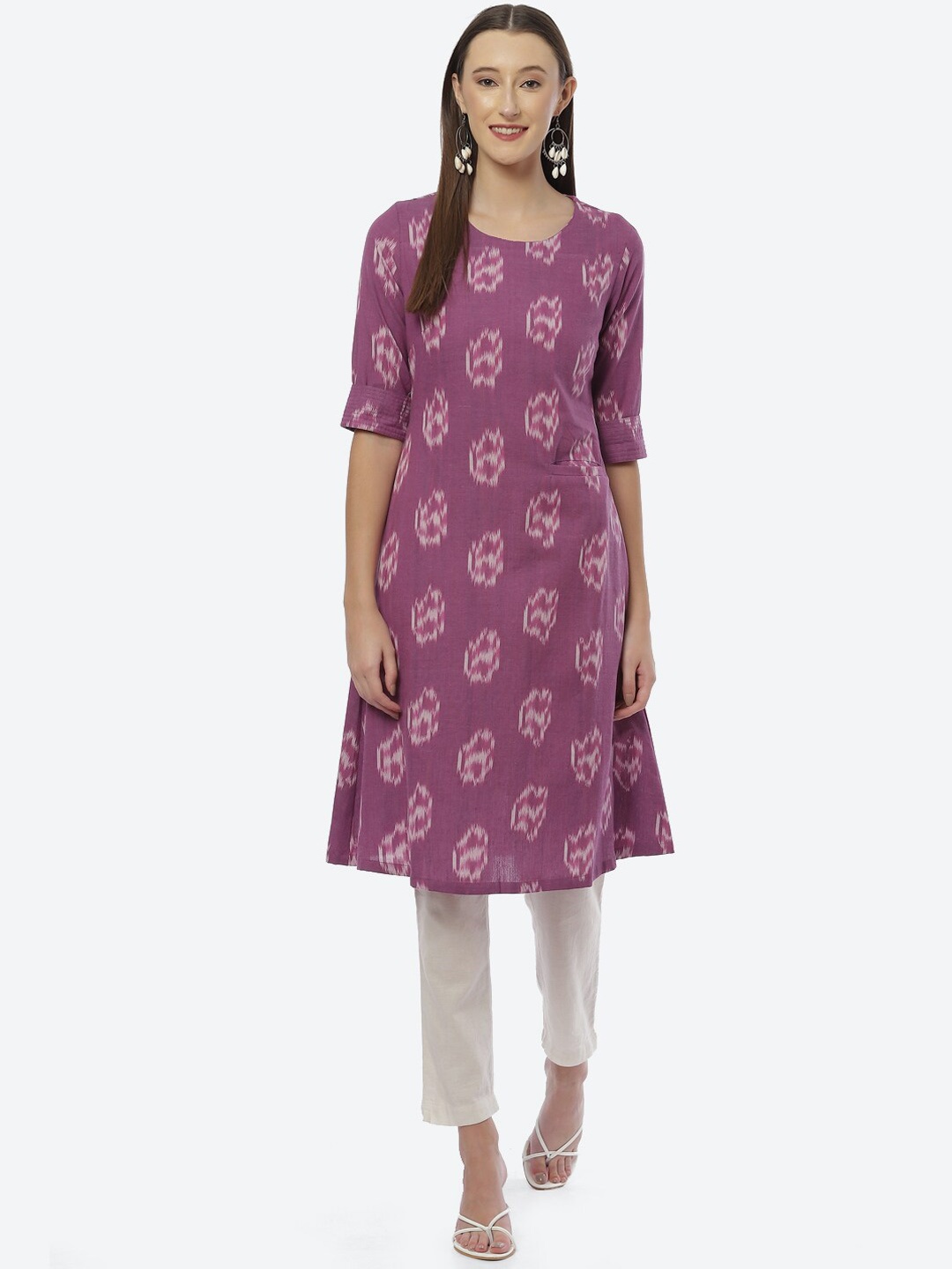 

Biba Women Purple Ethnic Motifs Printed Kurta