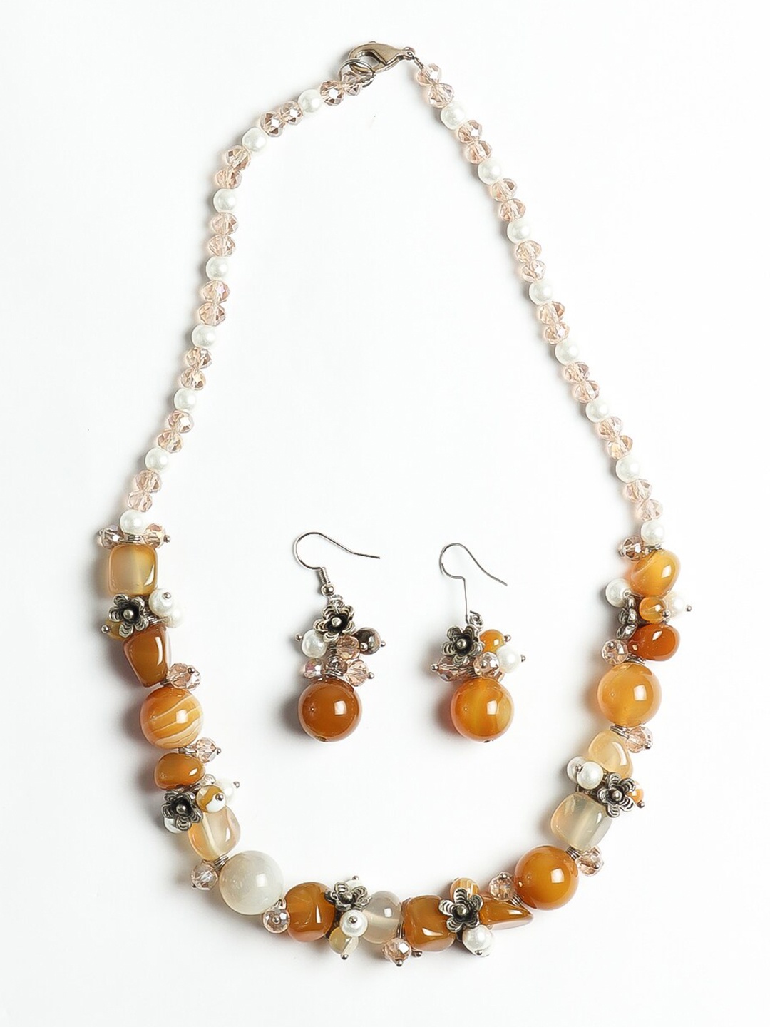 

STILSKII Women Brass-Plated Necklace With Earrings, Brown