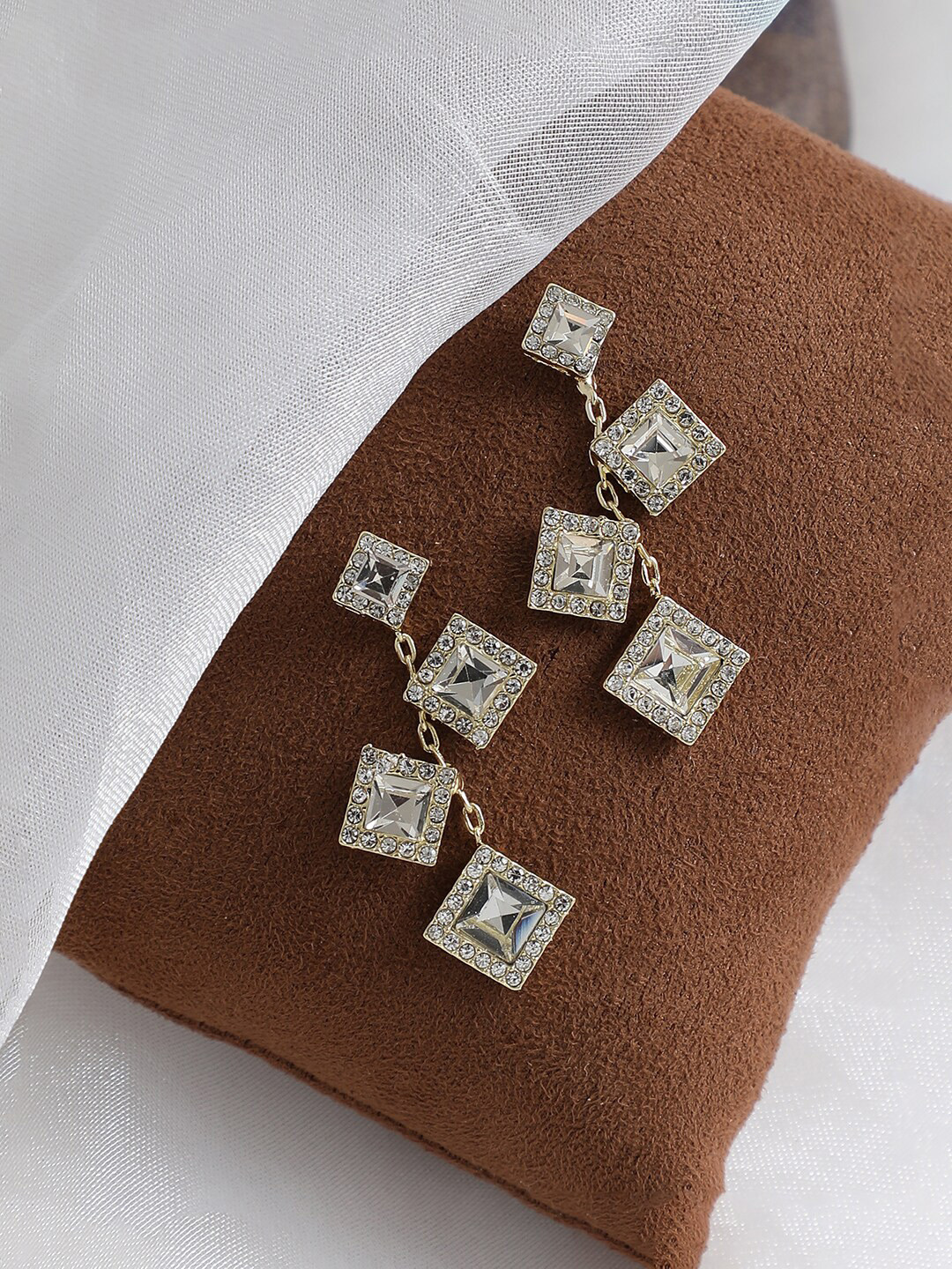 

SOHI Silver-Toned Contemporary Drop Earrings