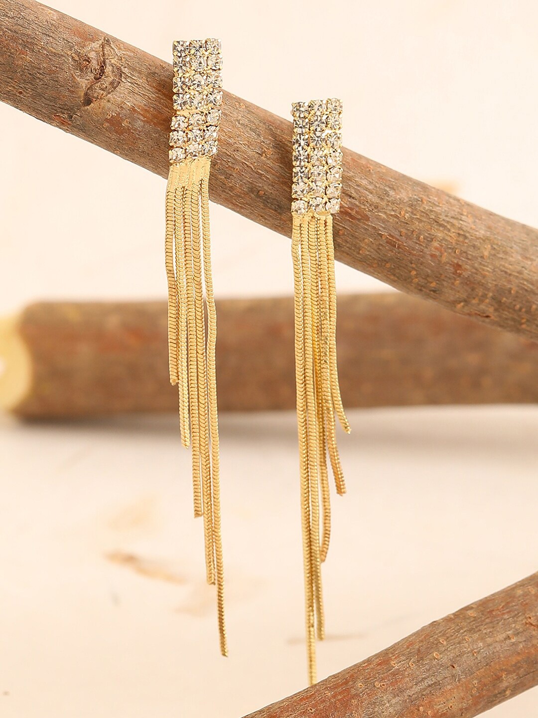 

SOHI Gold-Plated Contemporary Drop Earrings