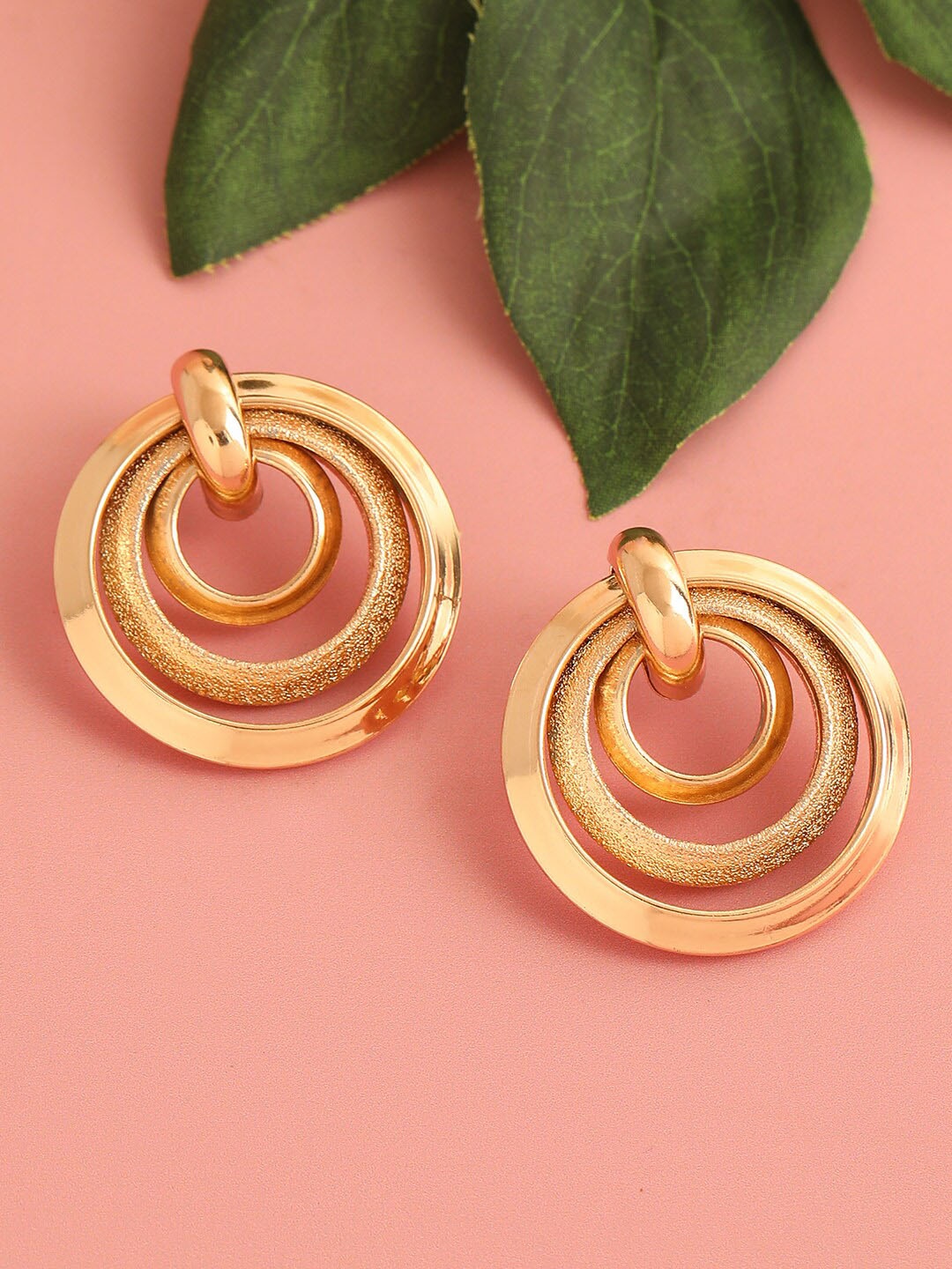 

SOHI Gold-Plated Contemporary Studs Earrings