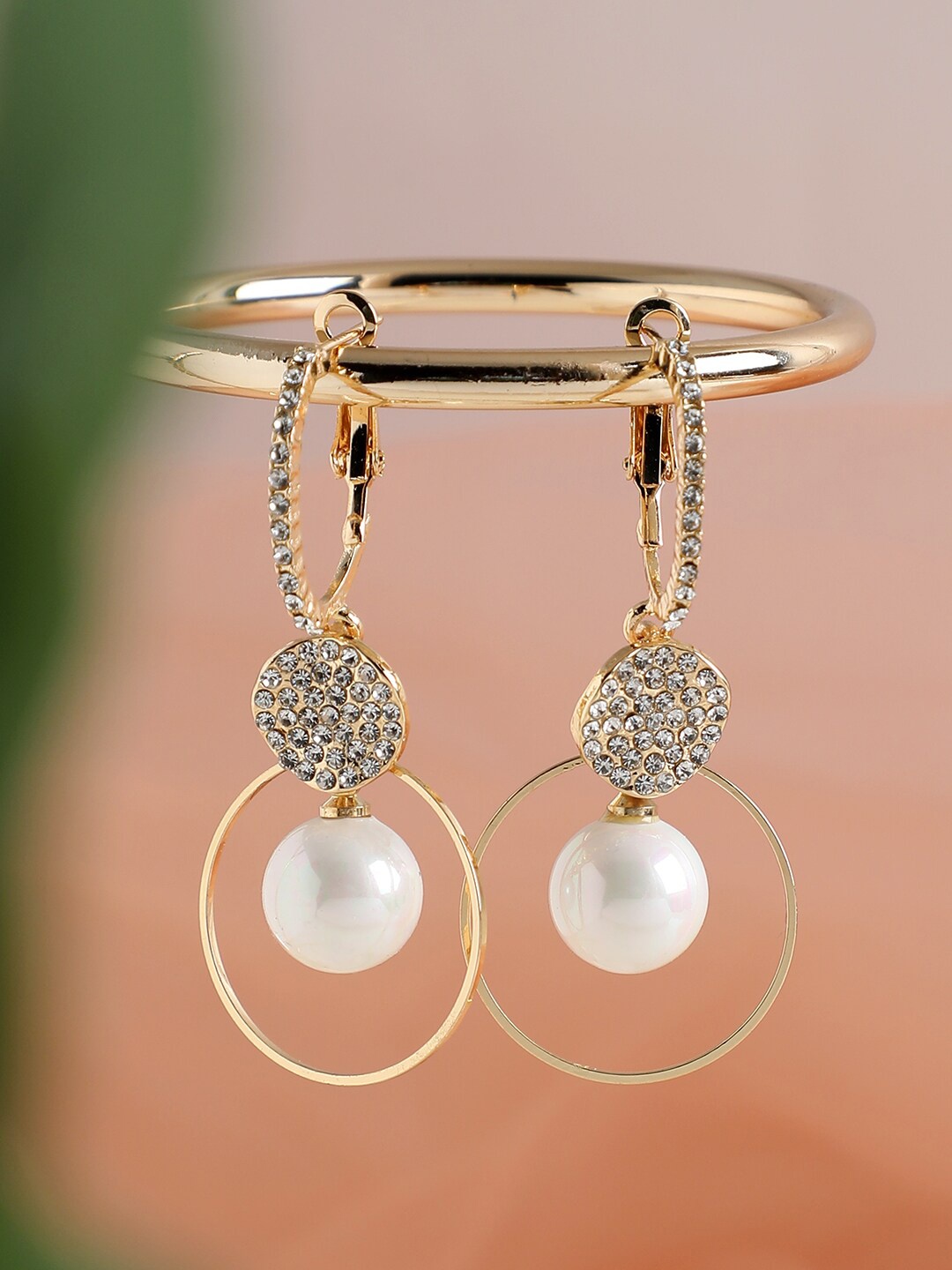 

SOHI Gold-Plated Contemporary Drop Earrings