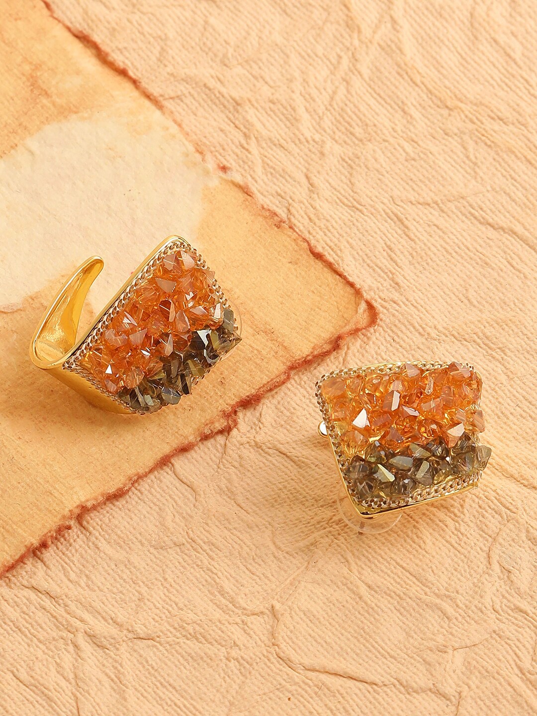 

SOHI Orange Contemporary Studs Earrings