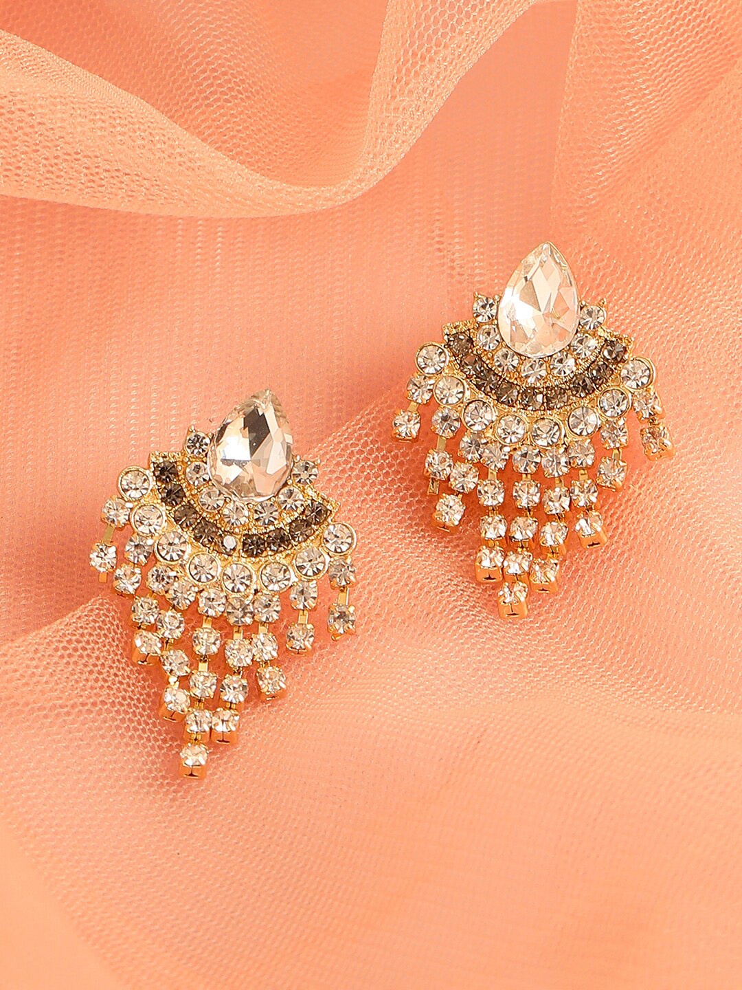 

SOHI White Gold Plated Contemporary Drop Earrings