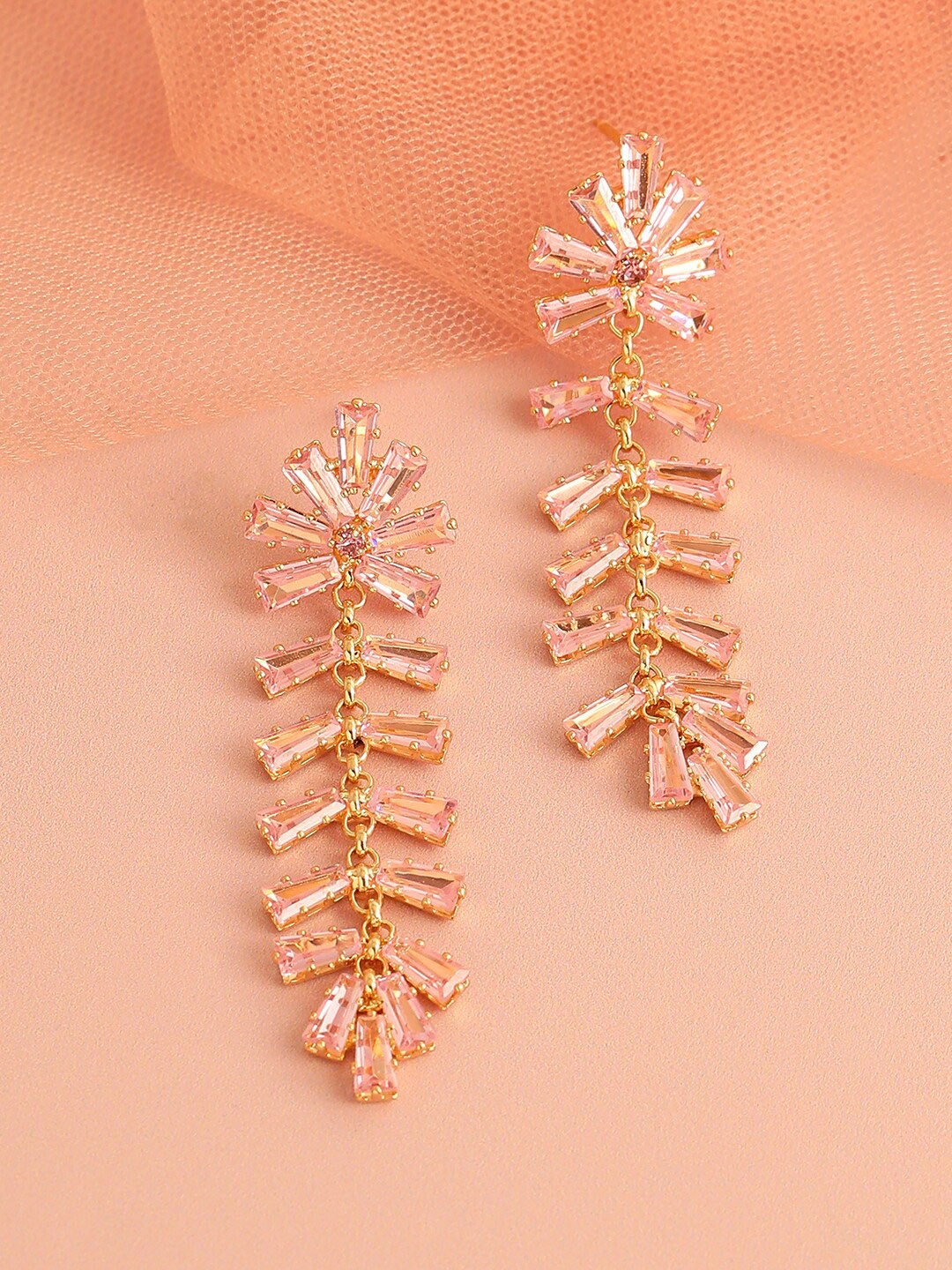

SOHI Pink Gold Plated Contemporary Half Hoop Earrings