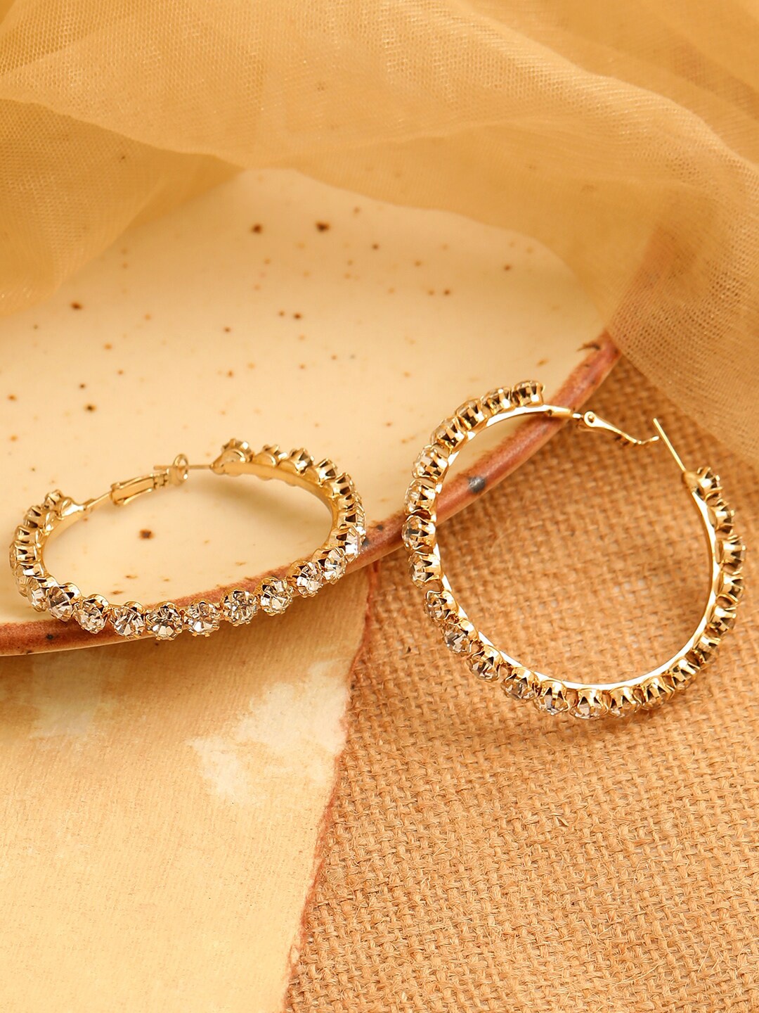 

SOHI Gold-Plated Contemporary Hoop Earrings