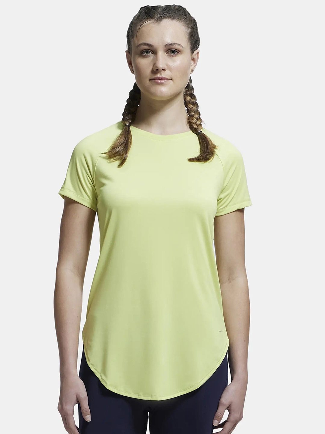 

Jockey Solid Microfiber Relaxed Fit Curved Hem Styled Tshirt-MW62, Yellow