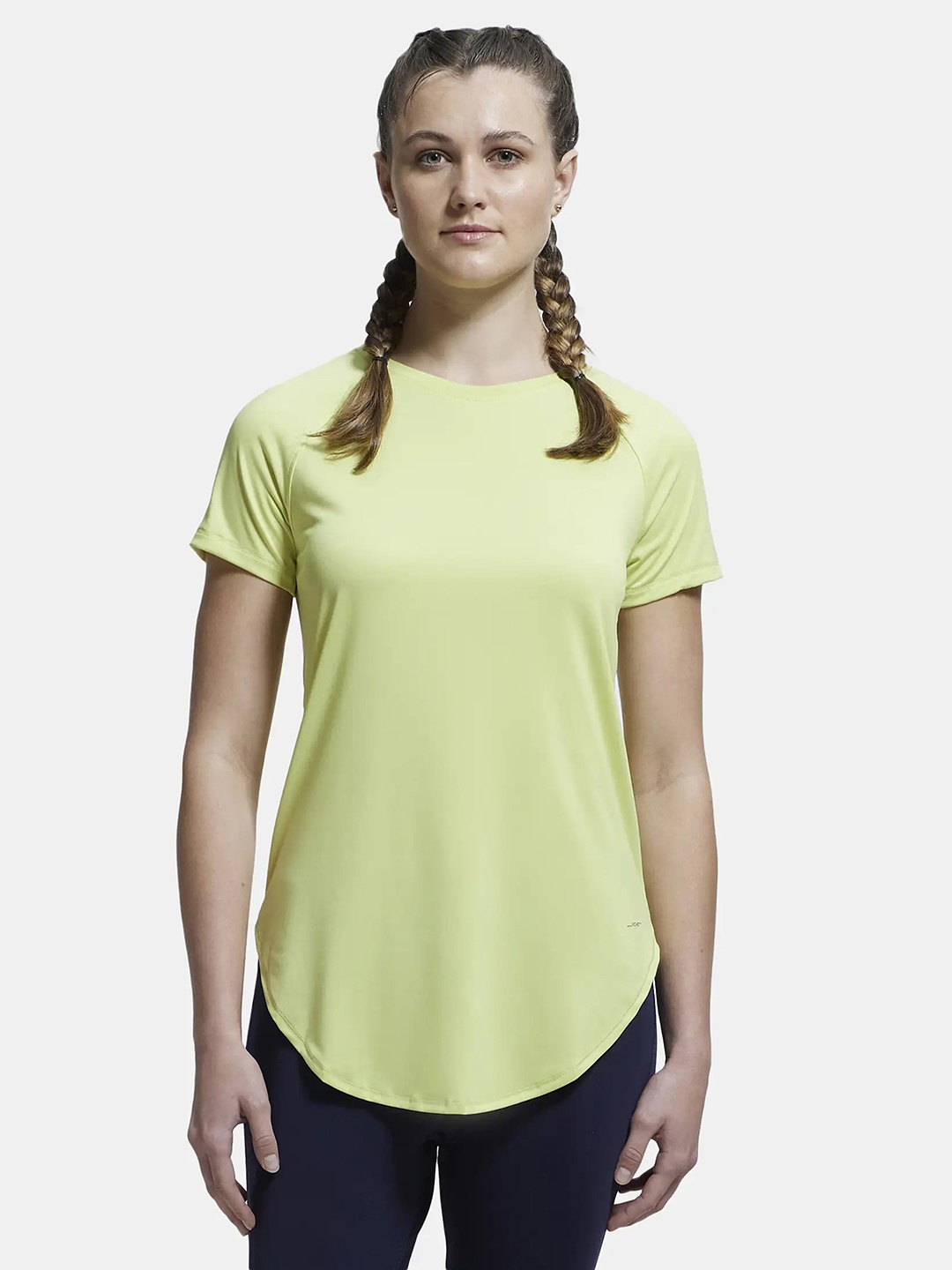 

Jockey Solid Microfiber Relaxed Fit Curved Hem Styled Tshirt-MW62, Yellow