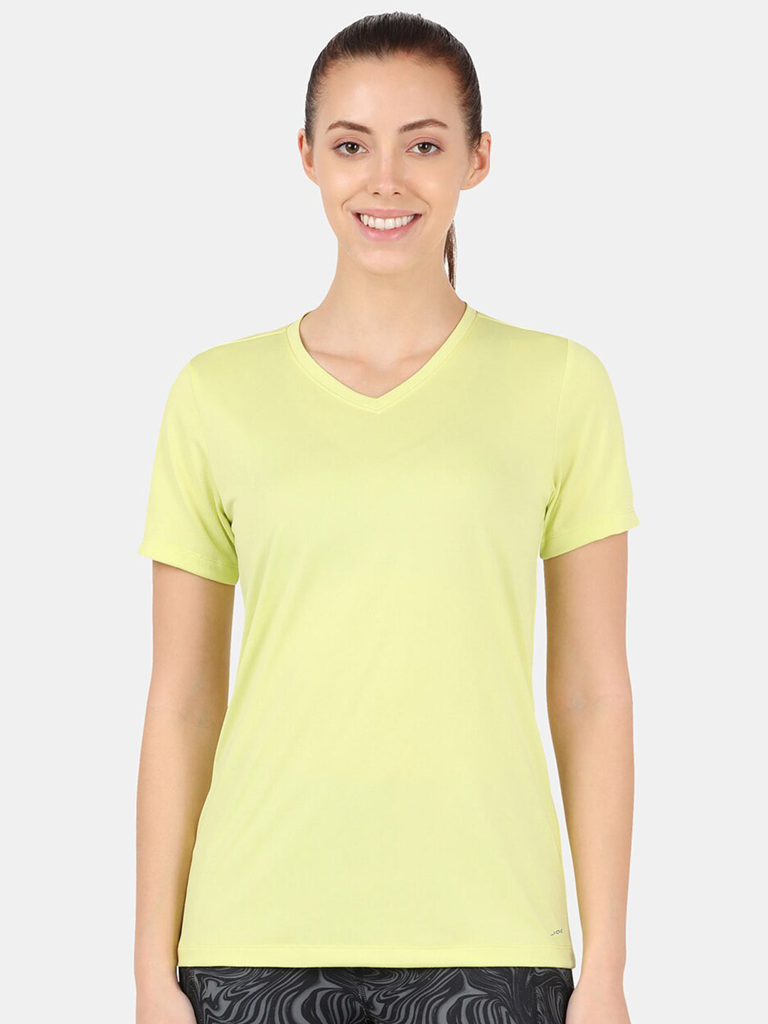 

Jockey Women Green V-Neck T-shirt